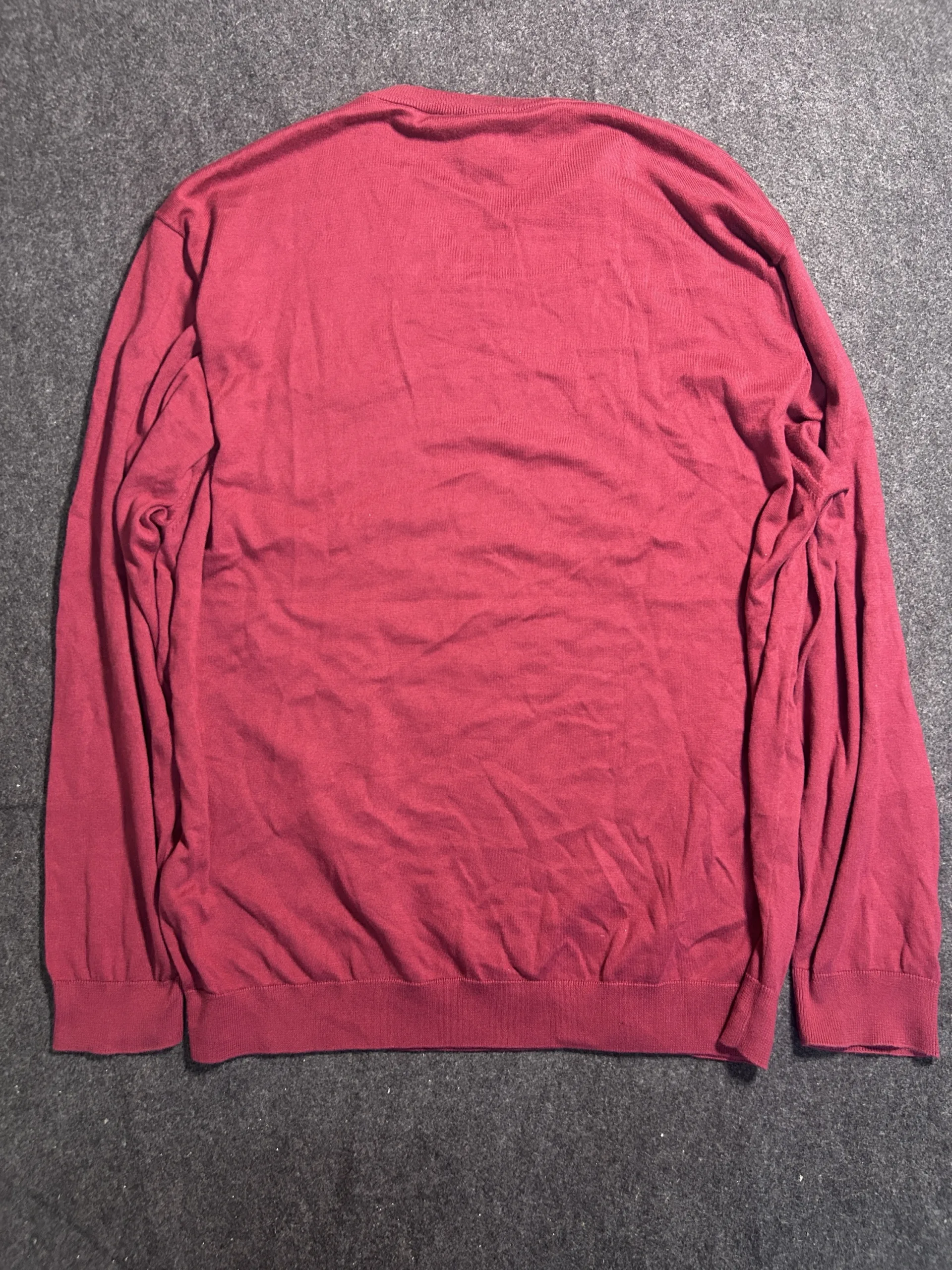 Lacoste V-Neck Cotton Sweater Burgundy Red Size 10 (XXL)