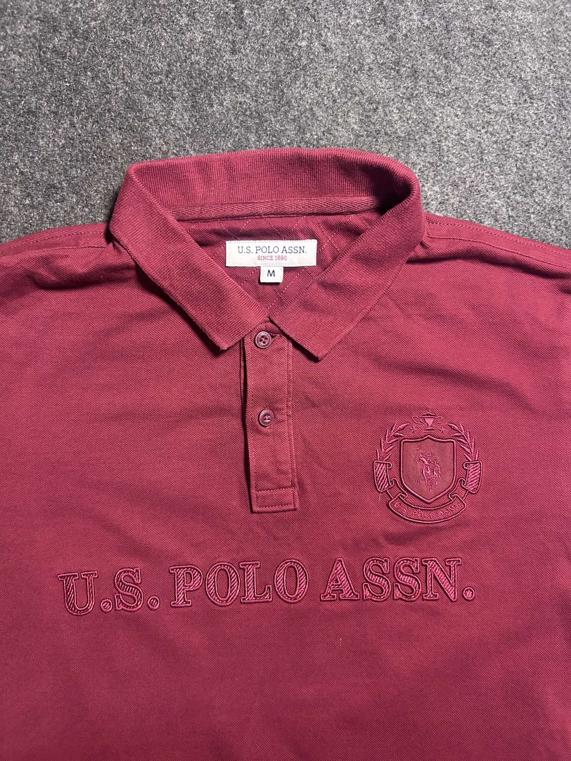 U.S. Polo Assn. Embroidered Logo Polo Shirt Maroon Burgundy Size M