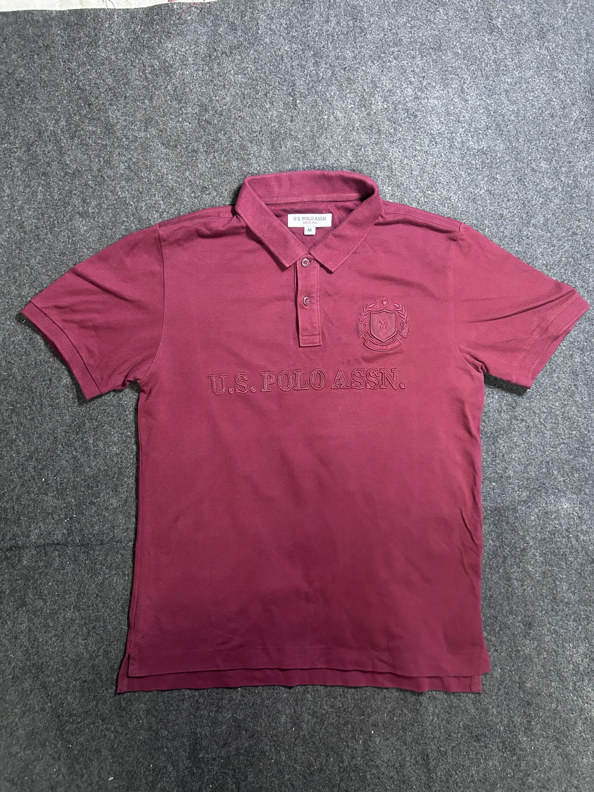 U.S. Polo Assn. Embroidered Logo Polo Shirt Maroon Burgundy Size M