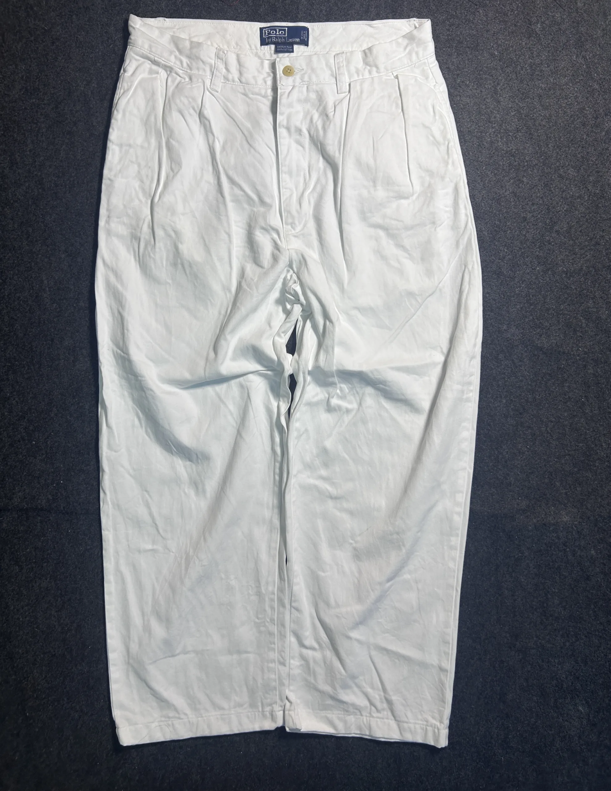 Polo Ralph Lauren Classic Chino White Baggy Fit Pleated Pants W34