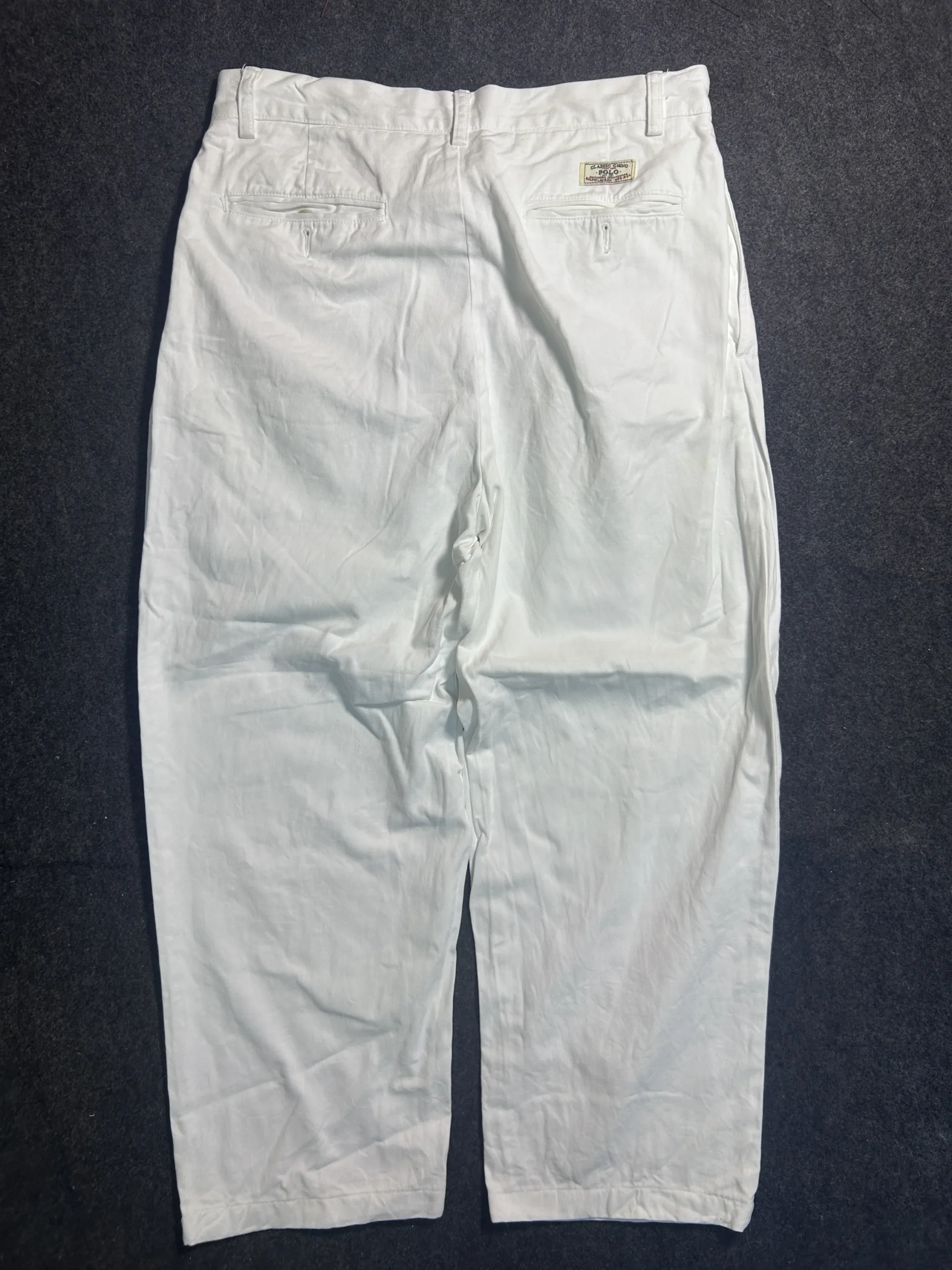 Polo Ralph Lauren Classic Chino White Baggy Fit Pleated Pants W34