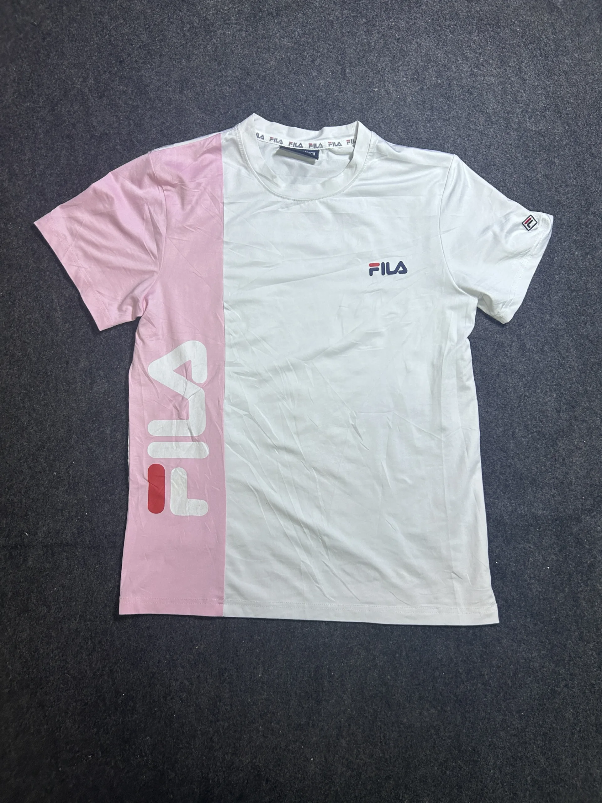 FILA White Line Performance T-Shirt White Pink Size S