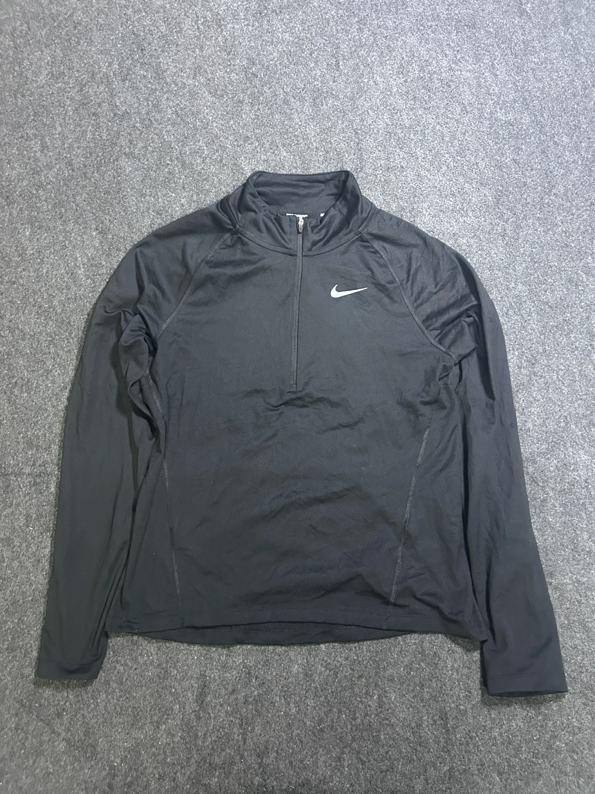 Nike Dri-FIT Running Quarter Zip Performance TShirt Black Size M