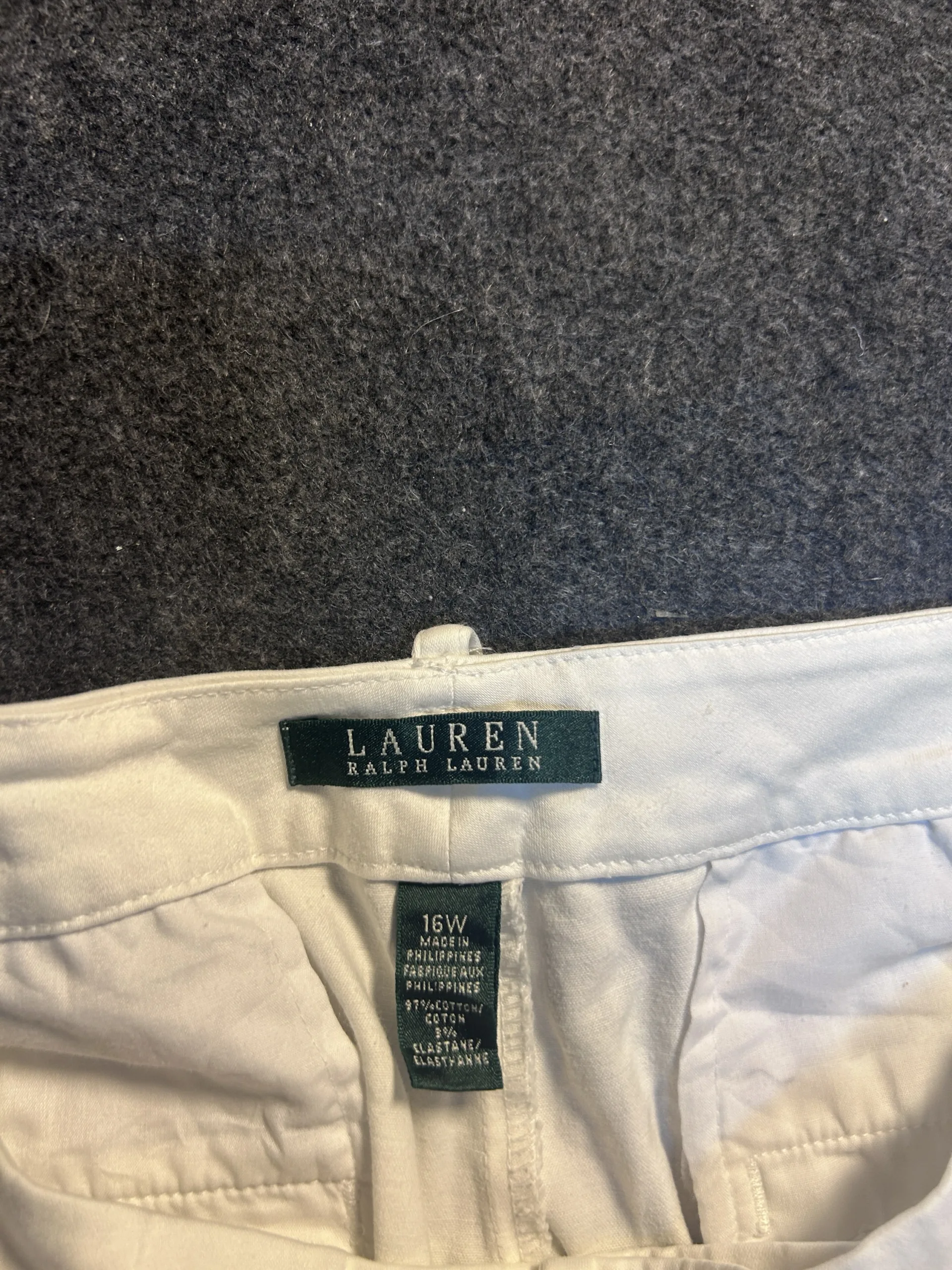 Lauren Ralph Lauren White Stretch Capri Pants | Unisex 40W | Smart Casual Cropped Trousers