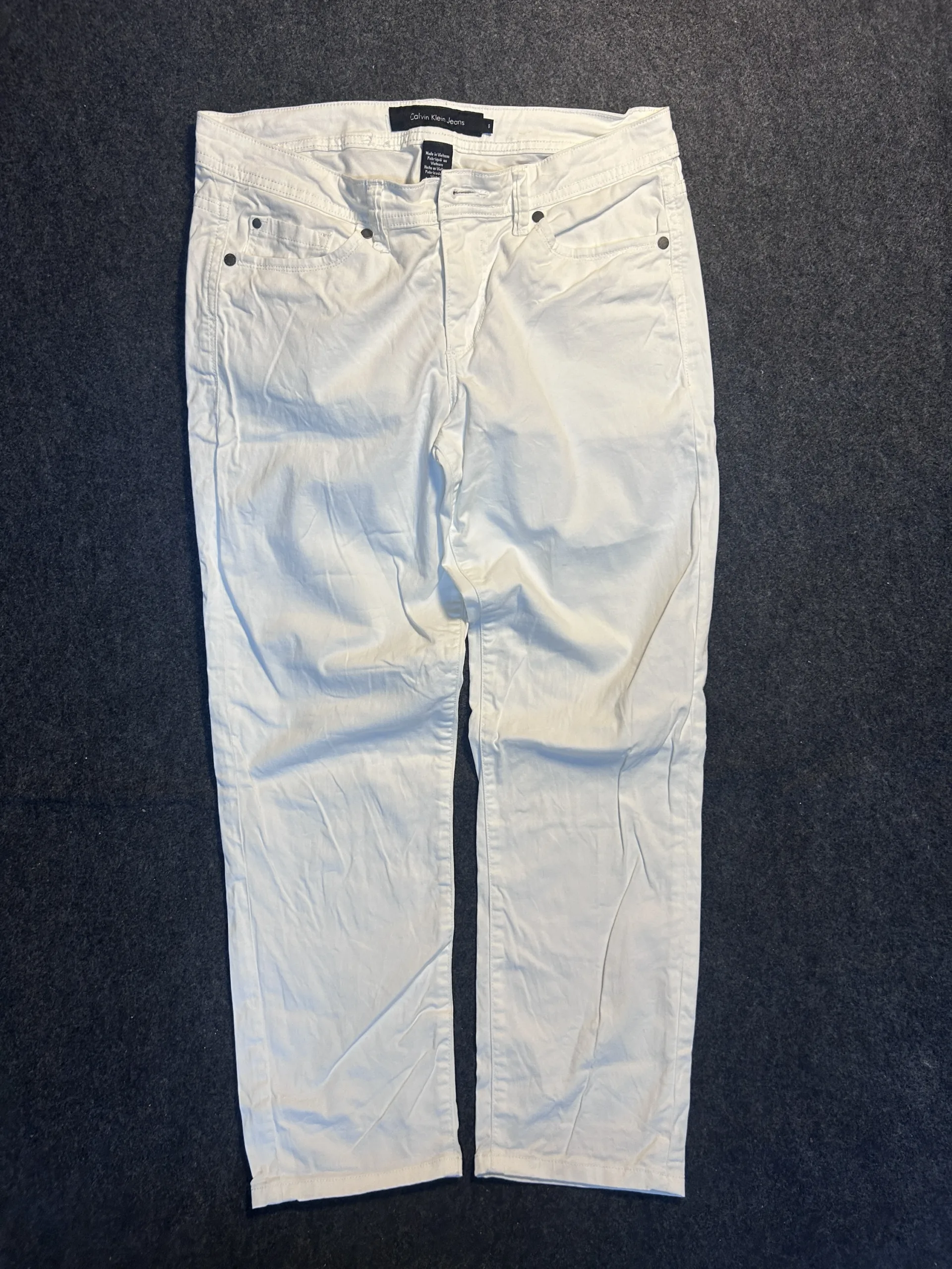 Calvin Klein White Casual Stretch Pants Waist 32 Lightweight Summer Trousers