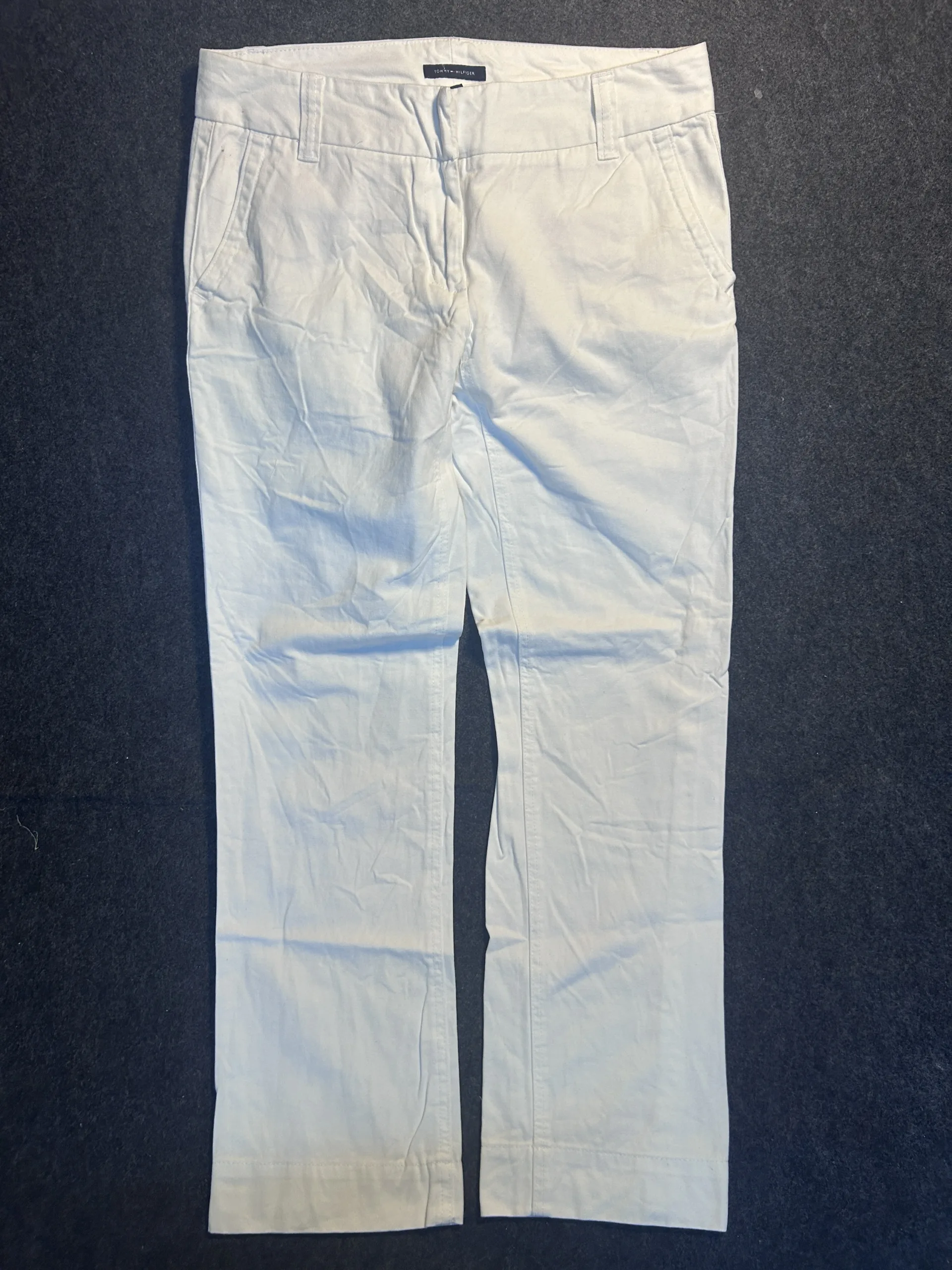 Tommy Hilfiger White Cropped Cotton Trousers Pants Men’s Waist 34 Straight Fit