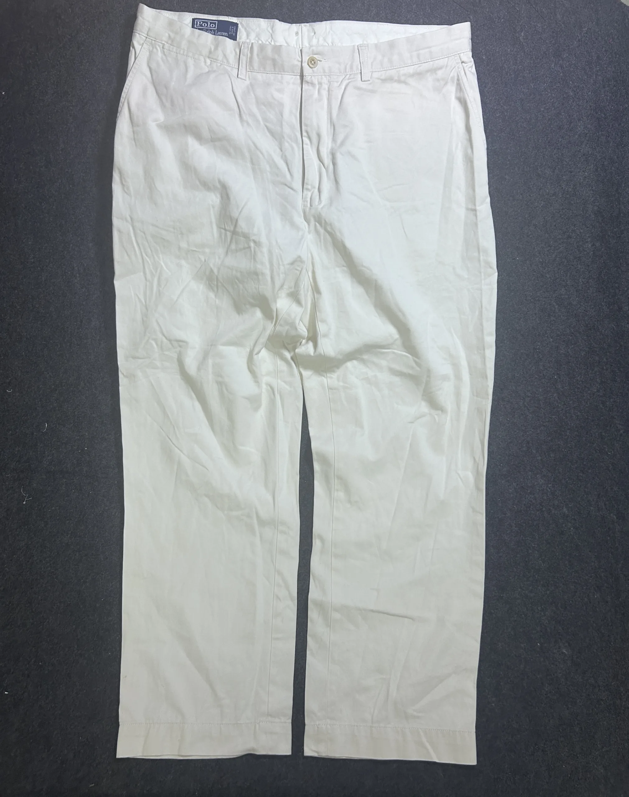 Polo Ralph Lauren Classic Chino Pants Cream White 38x42 Relaxed Fit 100% Cotton