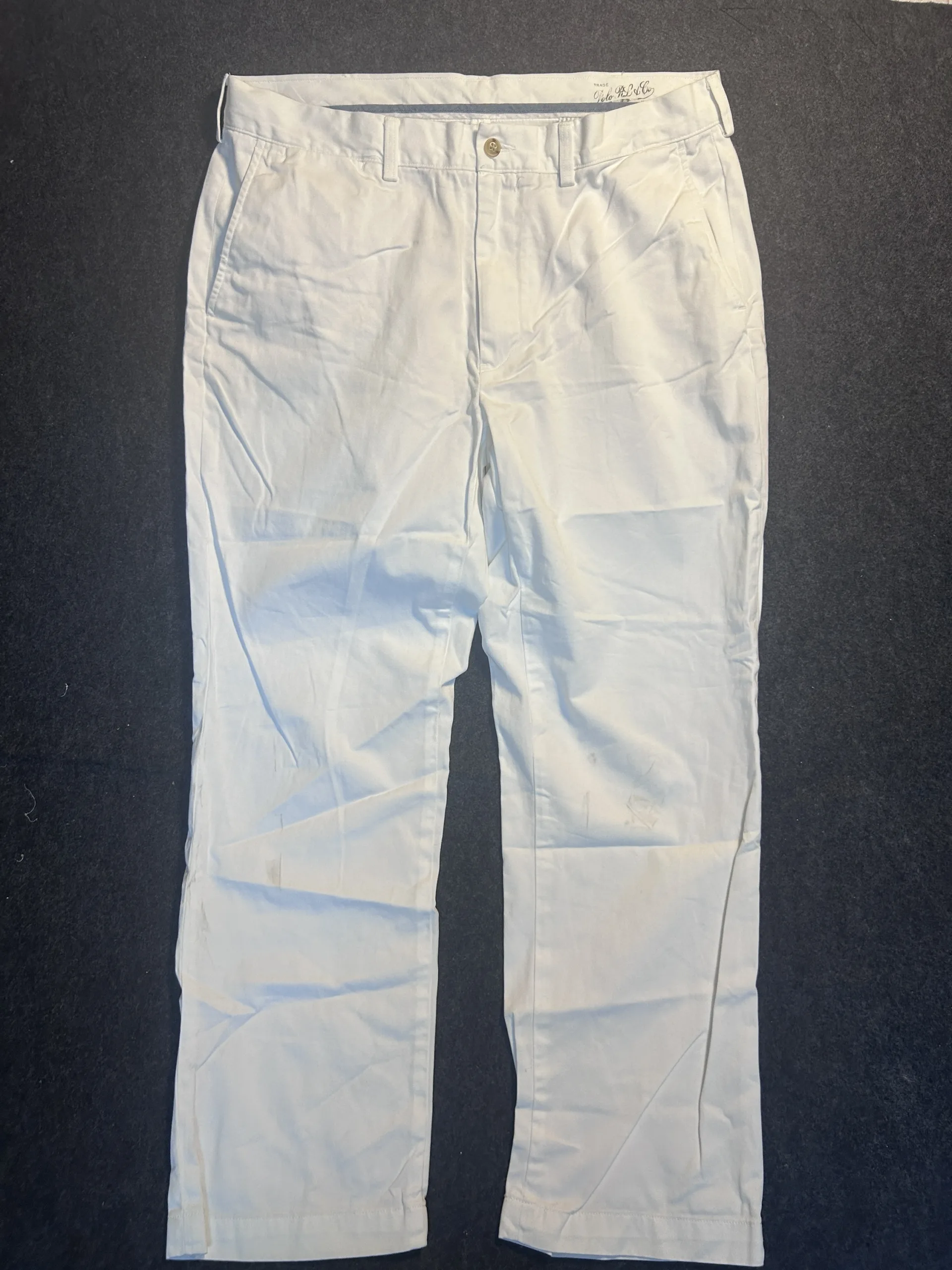 Polo Ralph Lauren Classic Fit Chino Pants White 36x41 100% Cotton Summer Trousers