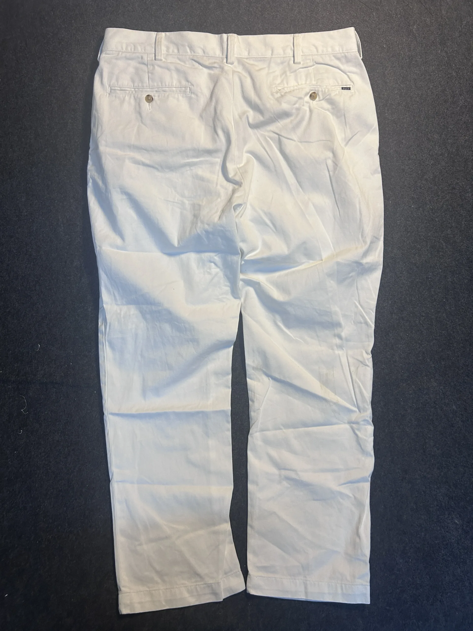 Polo Ralph Lauren Classic Fit Chino Pants White 36x41 100% Cotton Summer Trousers