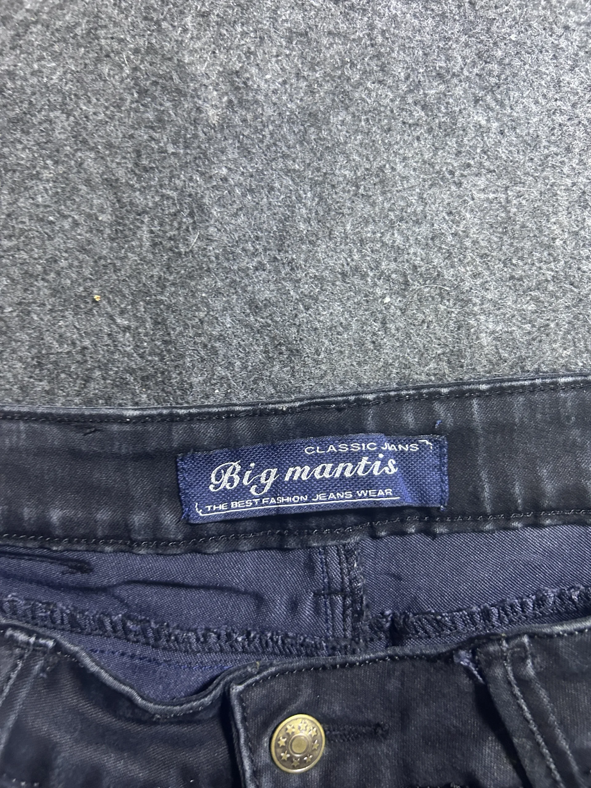 Big Mantis Black Stretch Denim Jeans – Waist 32 | Slim Straight Fit | 97% Cotton