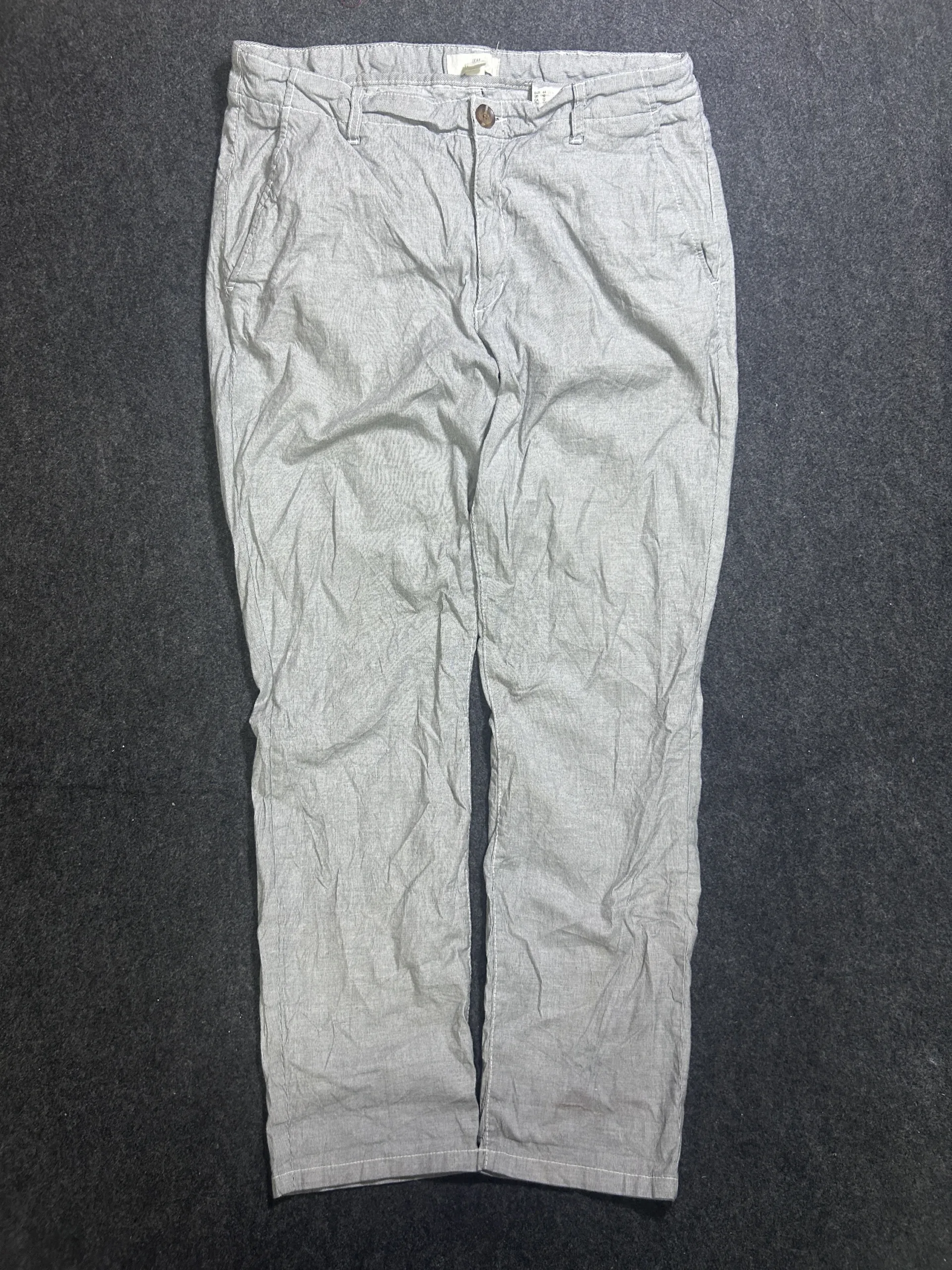 H&M Light Grey Stretch Chino Pants Waist 34 | Lightweight Summer Cotton Blend