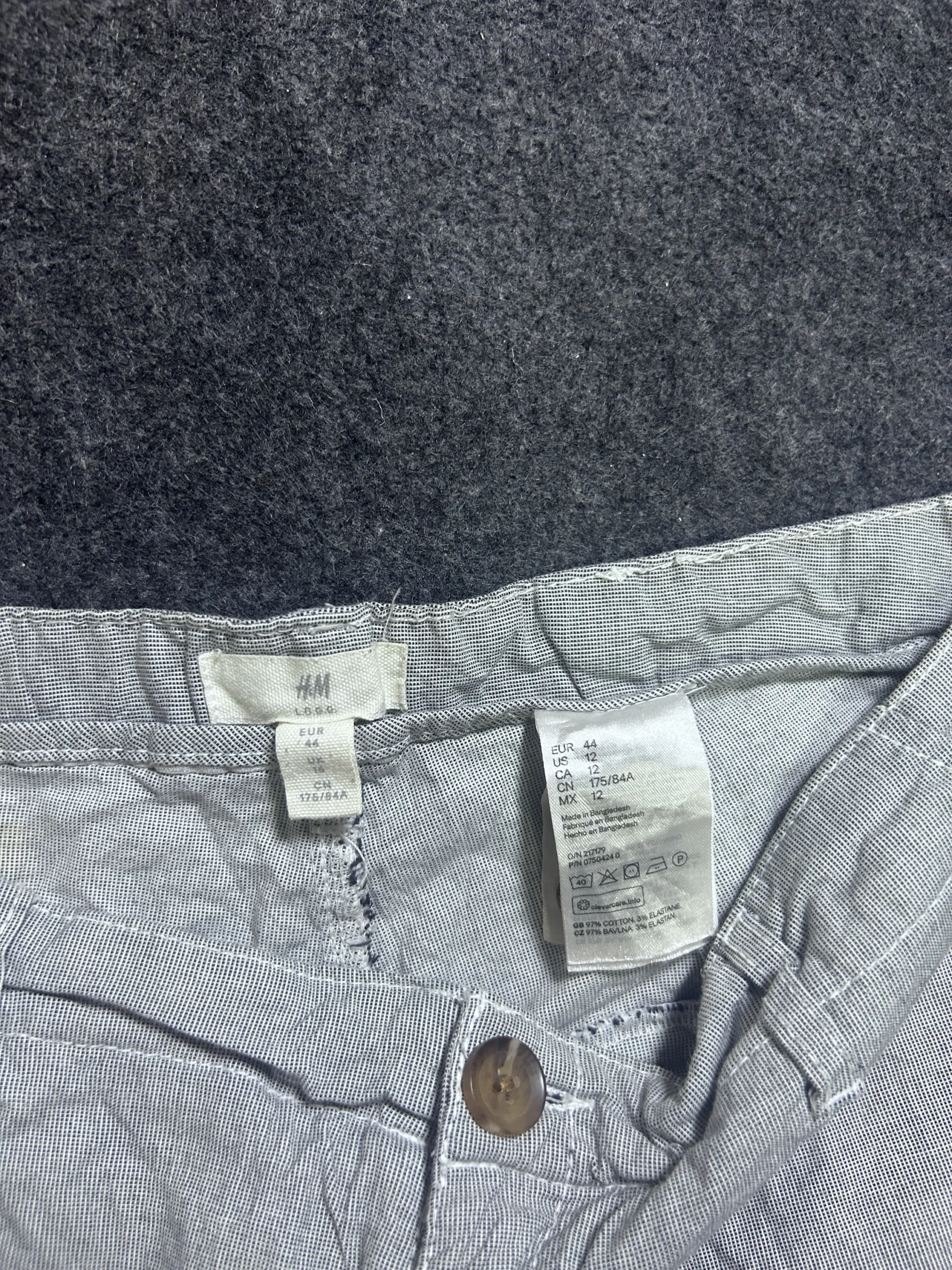 H&M Light Grey Stretch Chino Pants Waist 34 | Lightweight Summer Cotton Blend