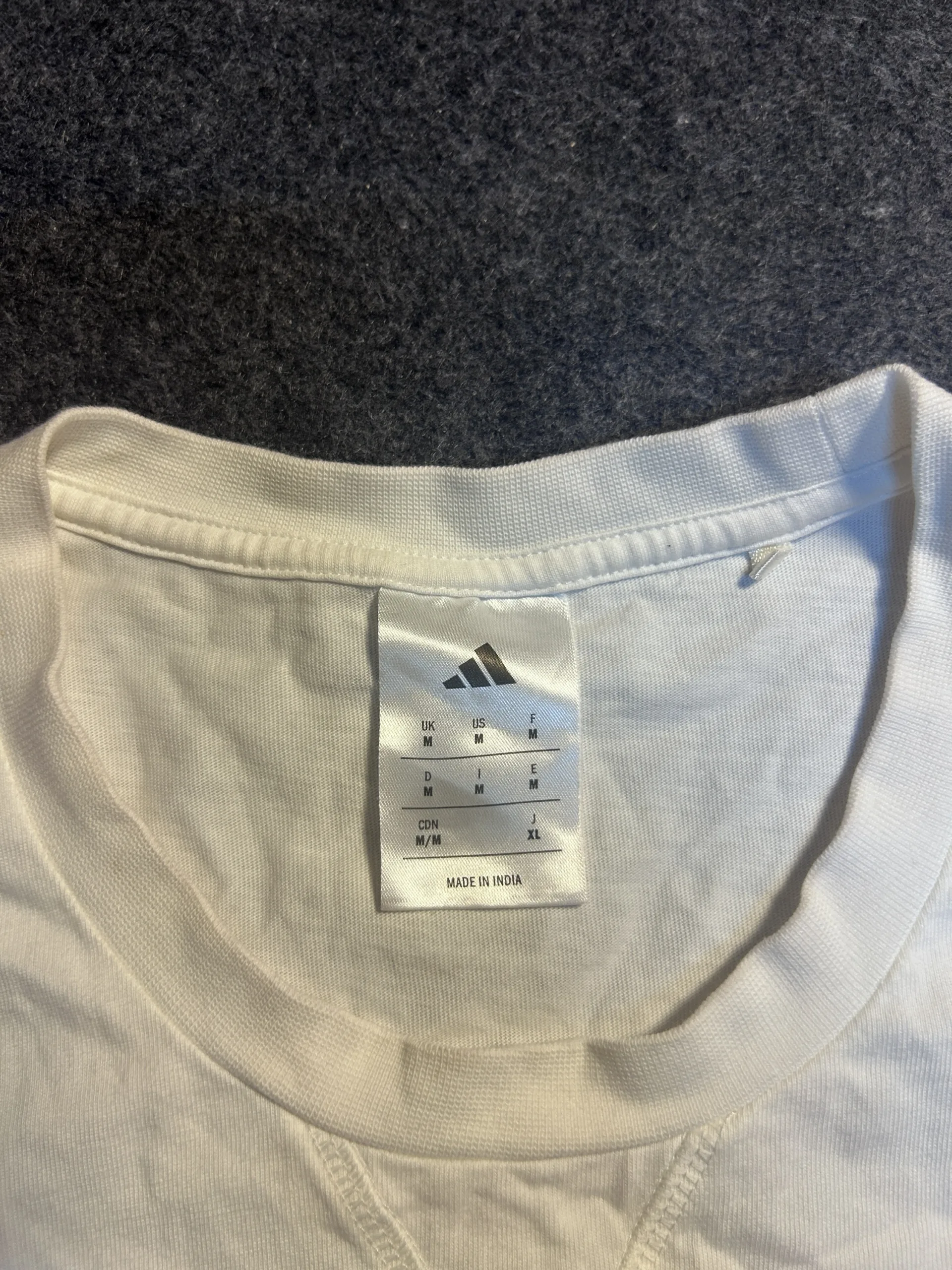 Adidas White Embroidered Logo T-Shirt Medium | 100% Cotton Crew Neck Tee