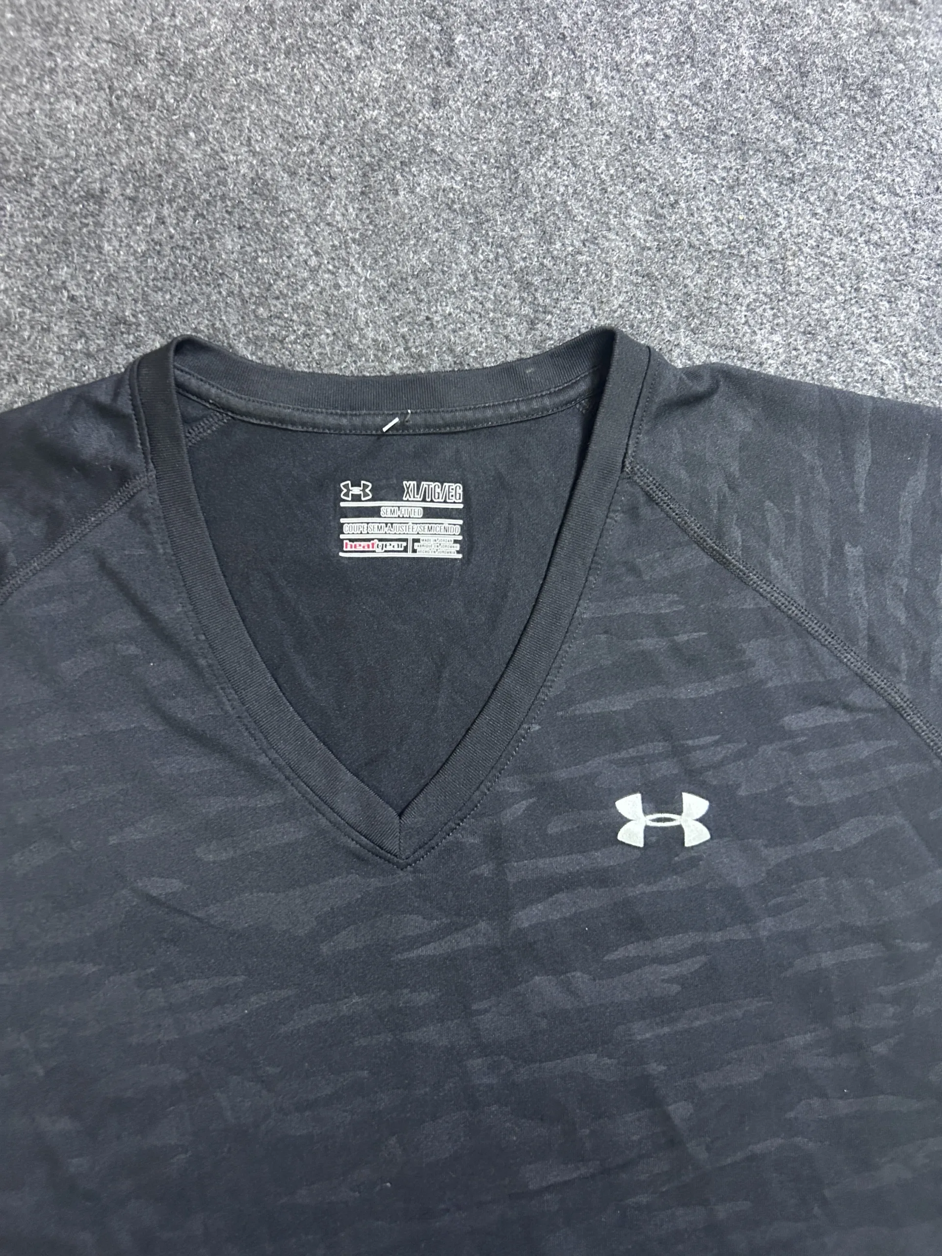 Under Armour HeatGear Black Camo V-Neck Performance T-Shirt | Modified Fit