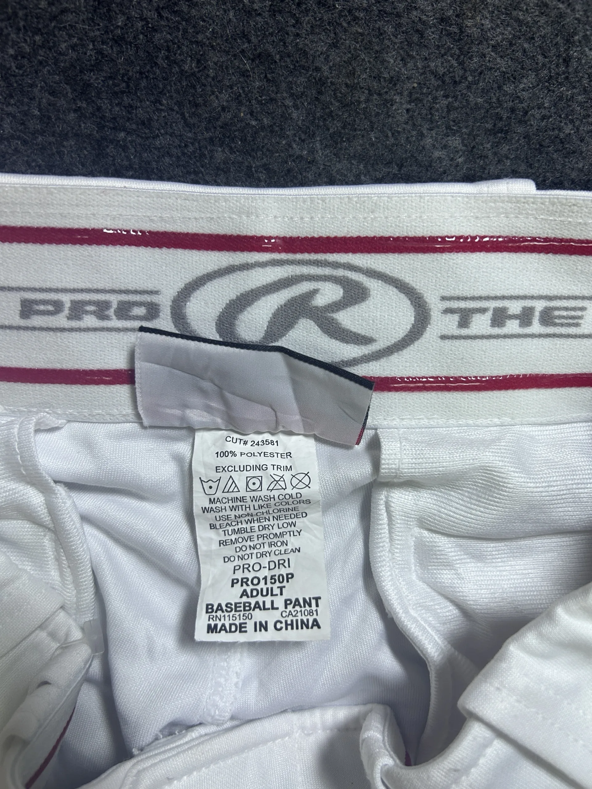 Rawlings Pro-Dri Baseball Performance Pants White/Red | Athletic Fit Sports Pants | Waist 32