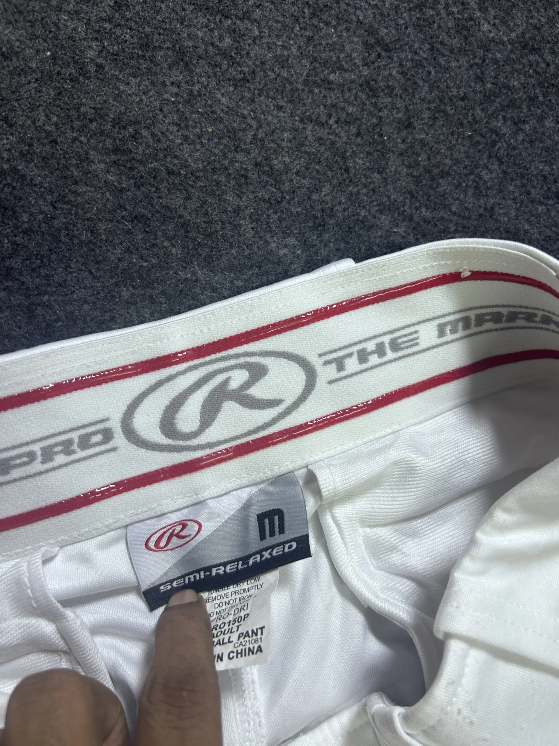 Rawlings Pro-Dri Baseball Performance Pants White/Red | Athletic Fit Sports Pants | Waist 32