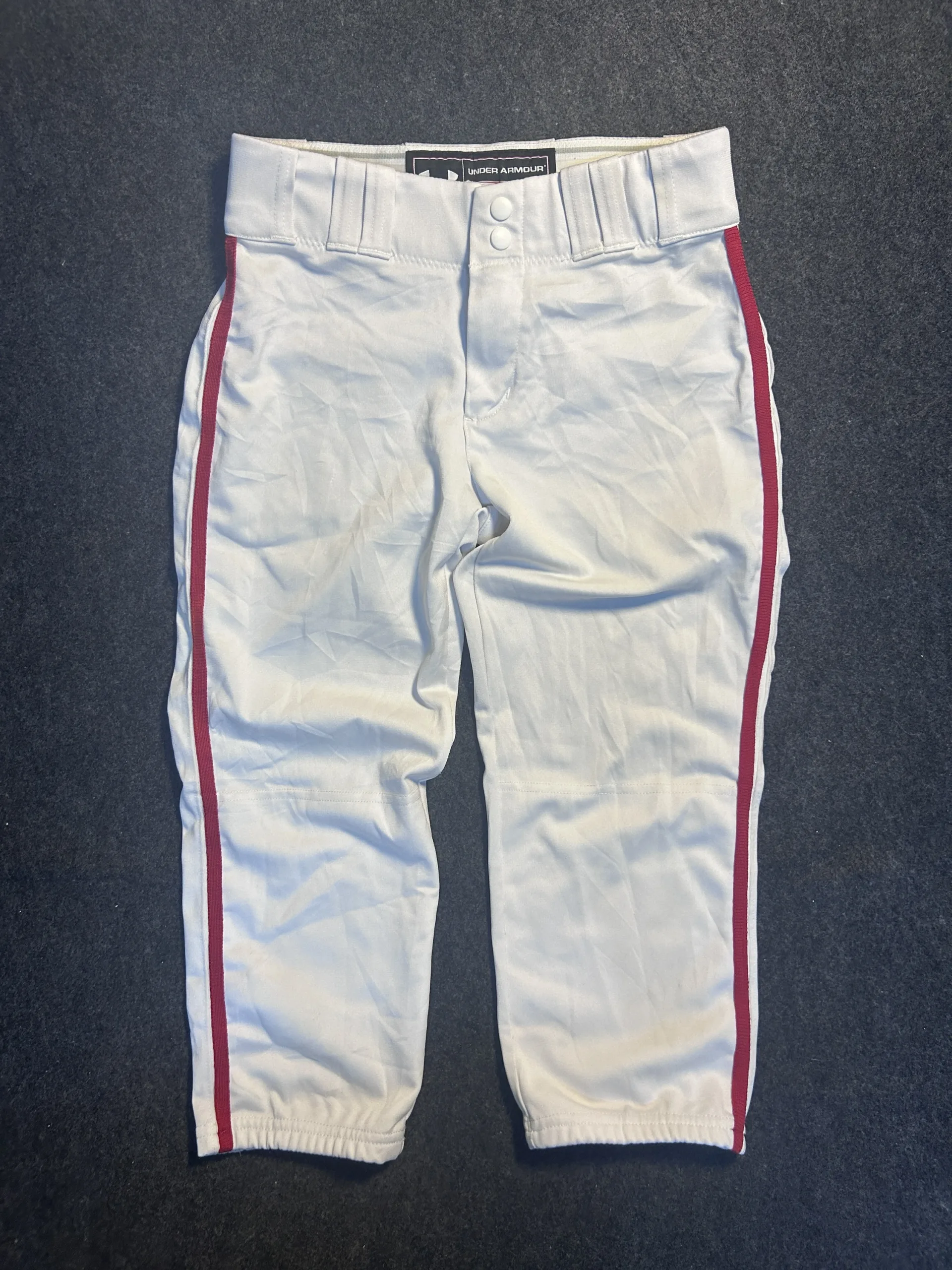 Under Armour Authentic Baseball Softball Knicker Pants White Red Stripe | Cropped Performance Pants | Waist 30