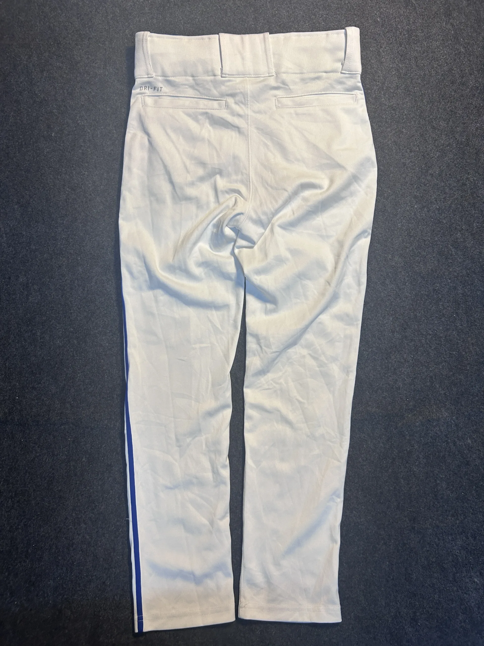 Nike Dri-FIT Baseball Pants White Blue Stripe | Performance Sports Pants | Waist 28