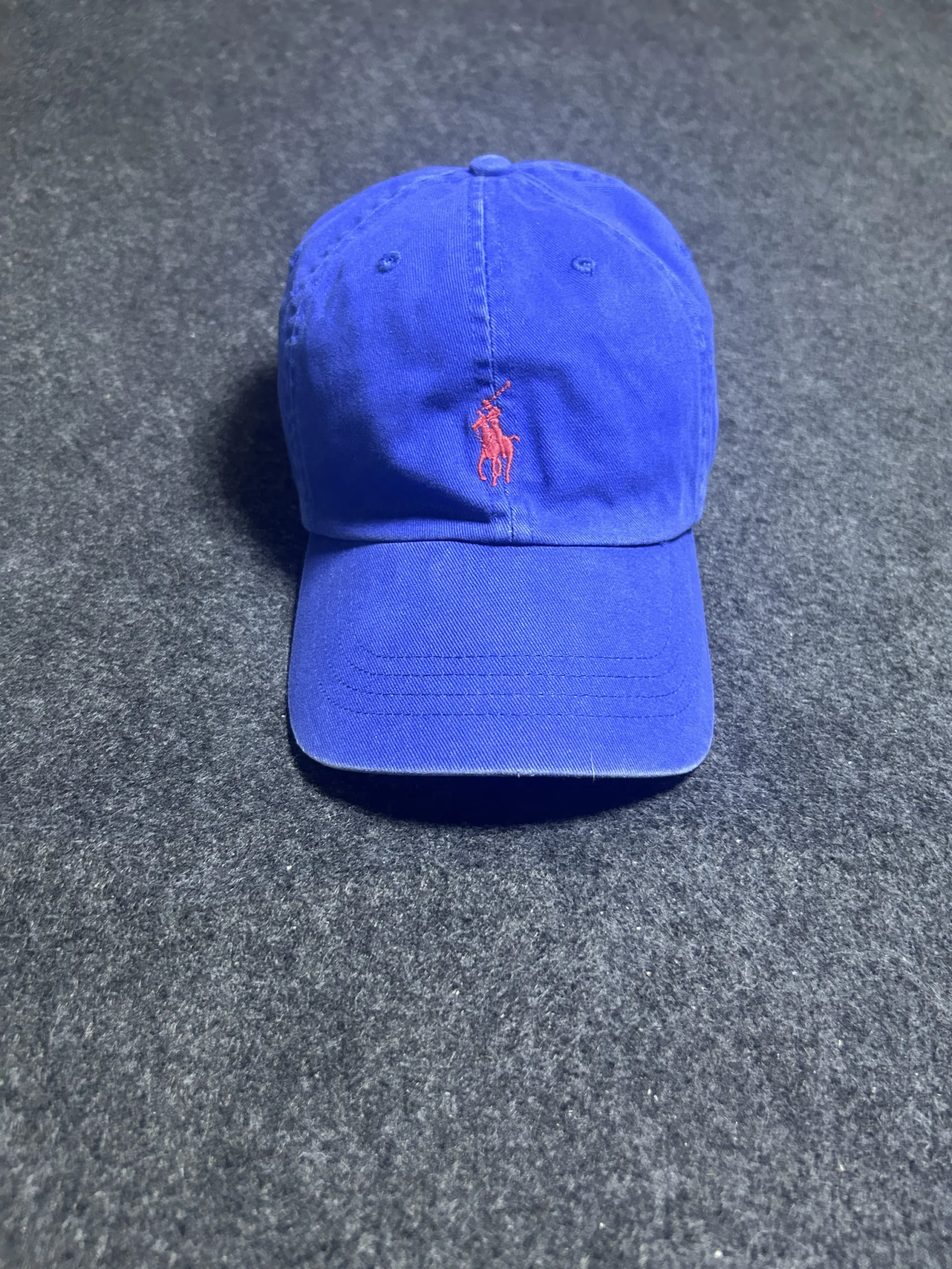 Polo Ralph Lauren Blue Pony Logo Cap | Leather Strap Dad Hat | Adjustable