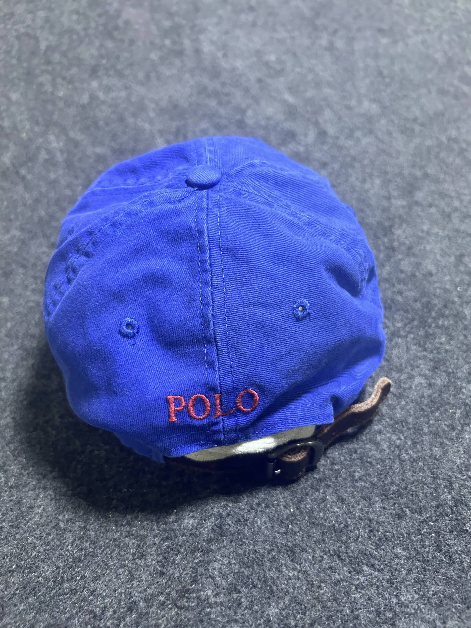 Polo Ralph Lauren Blue Pony Logo Cap | Leather Strap Dad Hat | Adjustable