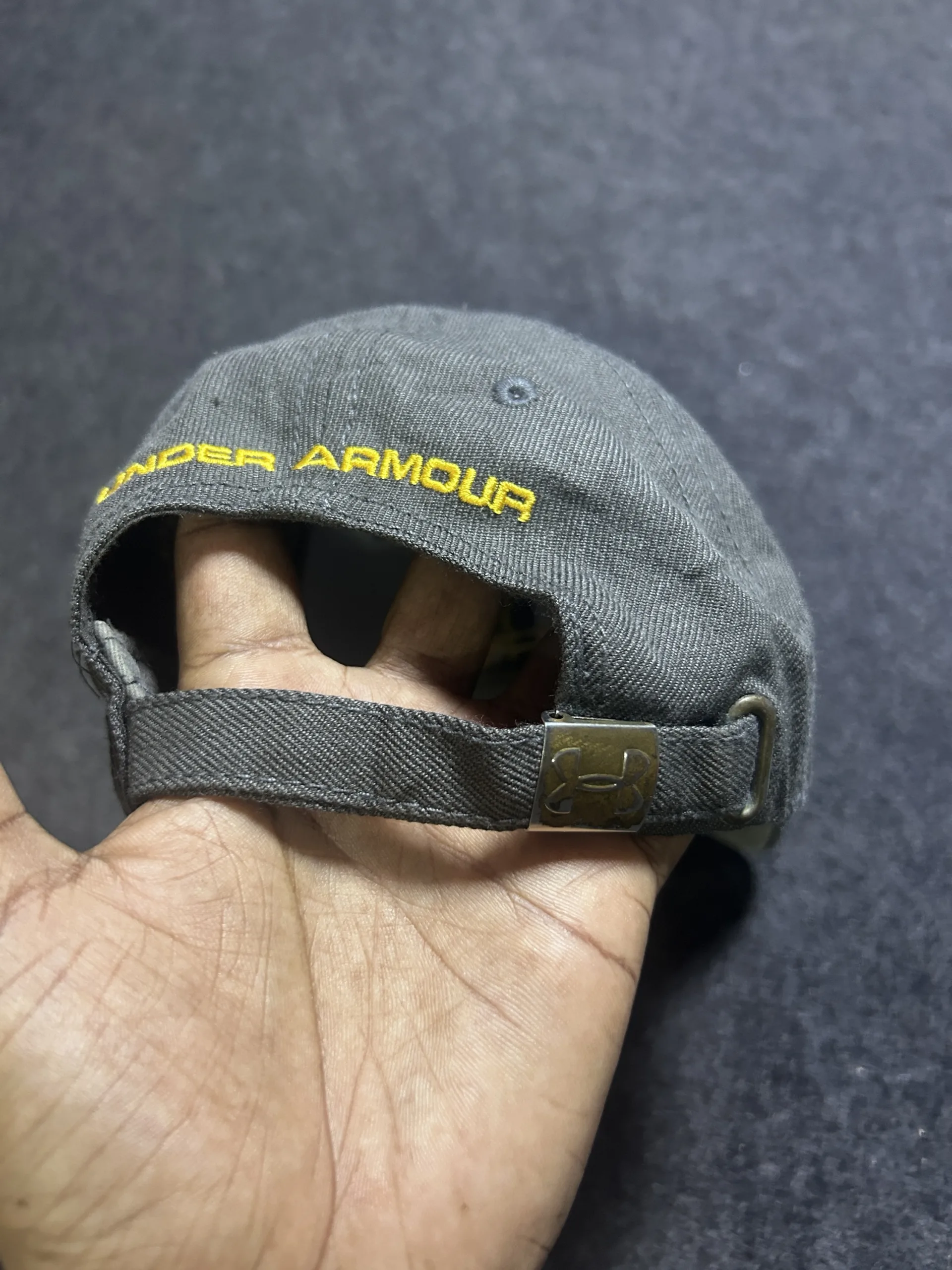 Under Armour Gray Adjustable Cap | Yellow Logo Baseball Hat | M/G