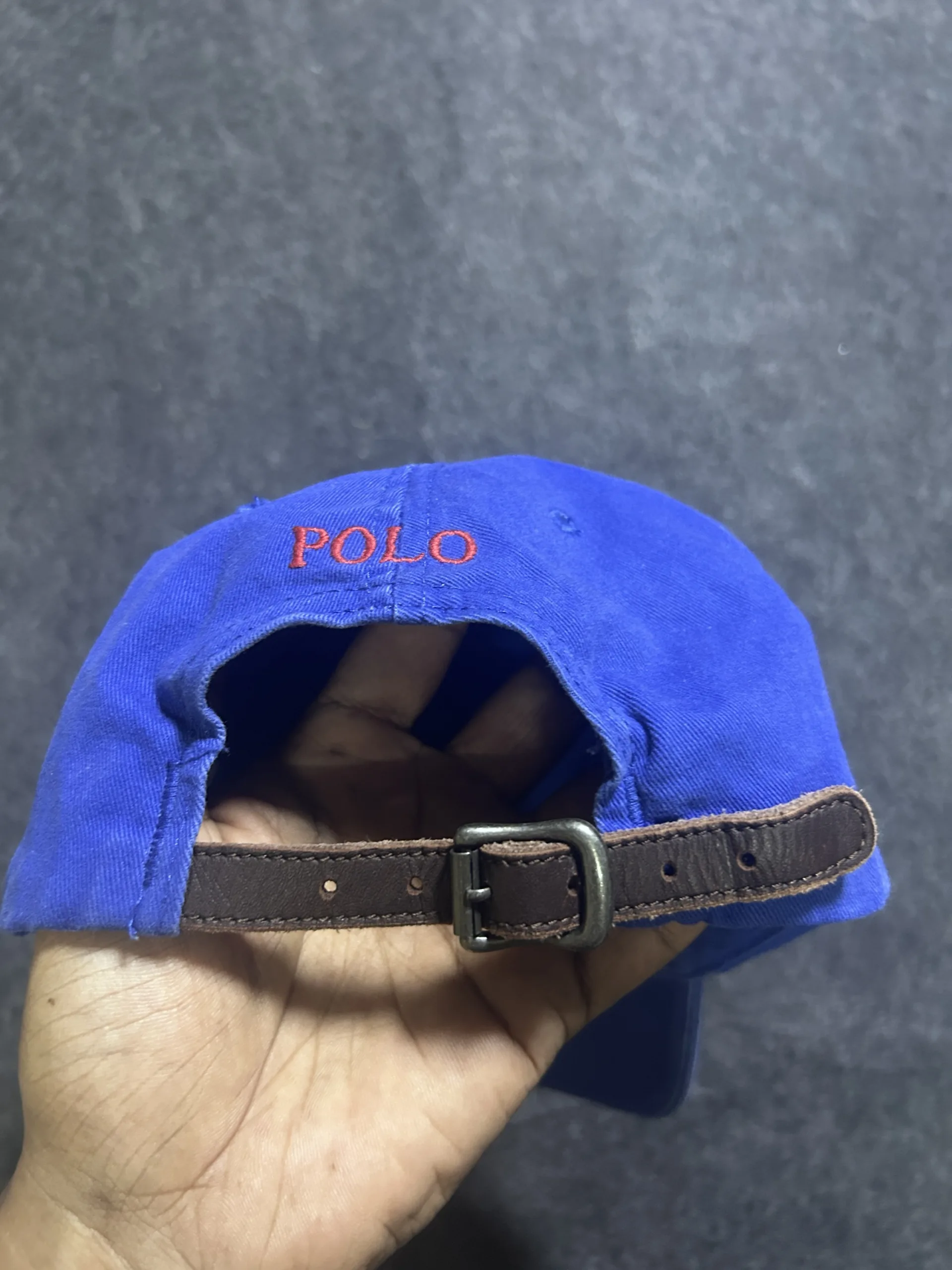 Polo Ralph Lauren Blue Pony Logo Cap | Leather Strap Dad Hat | Adjustable