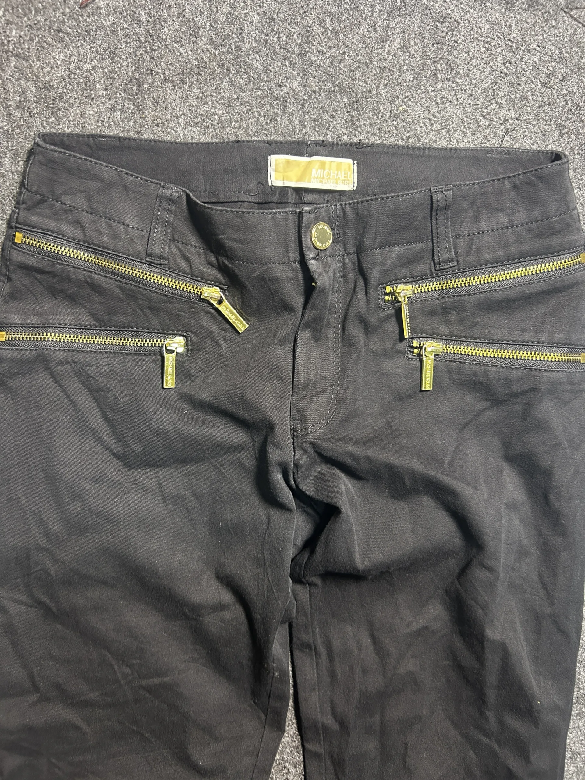 Michael Kors Black Zip Detail Skinny Pants – Waist 30 – Stretch Cotton – Unisex Fit