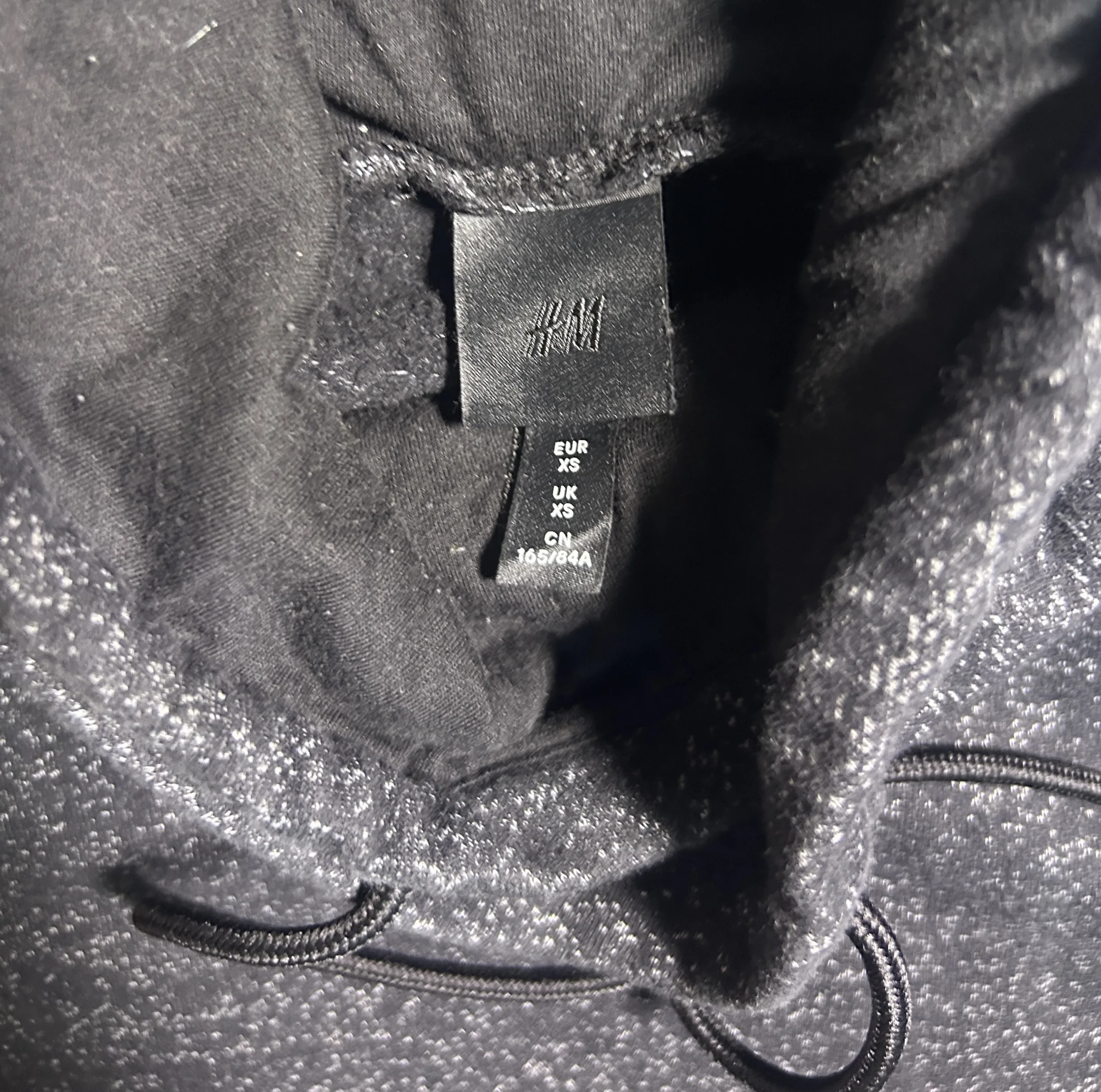 H&M High Neck Pullover Hoodie Black Speckled Fleece Sweatshirt S