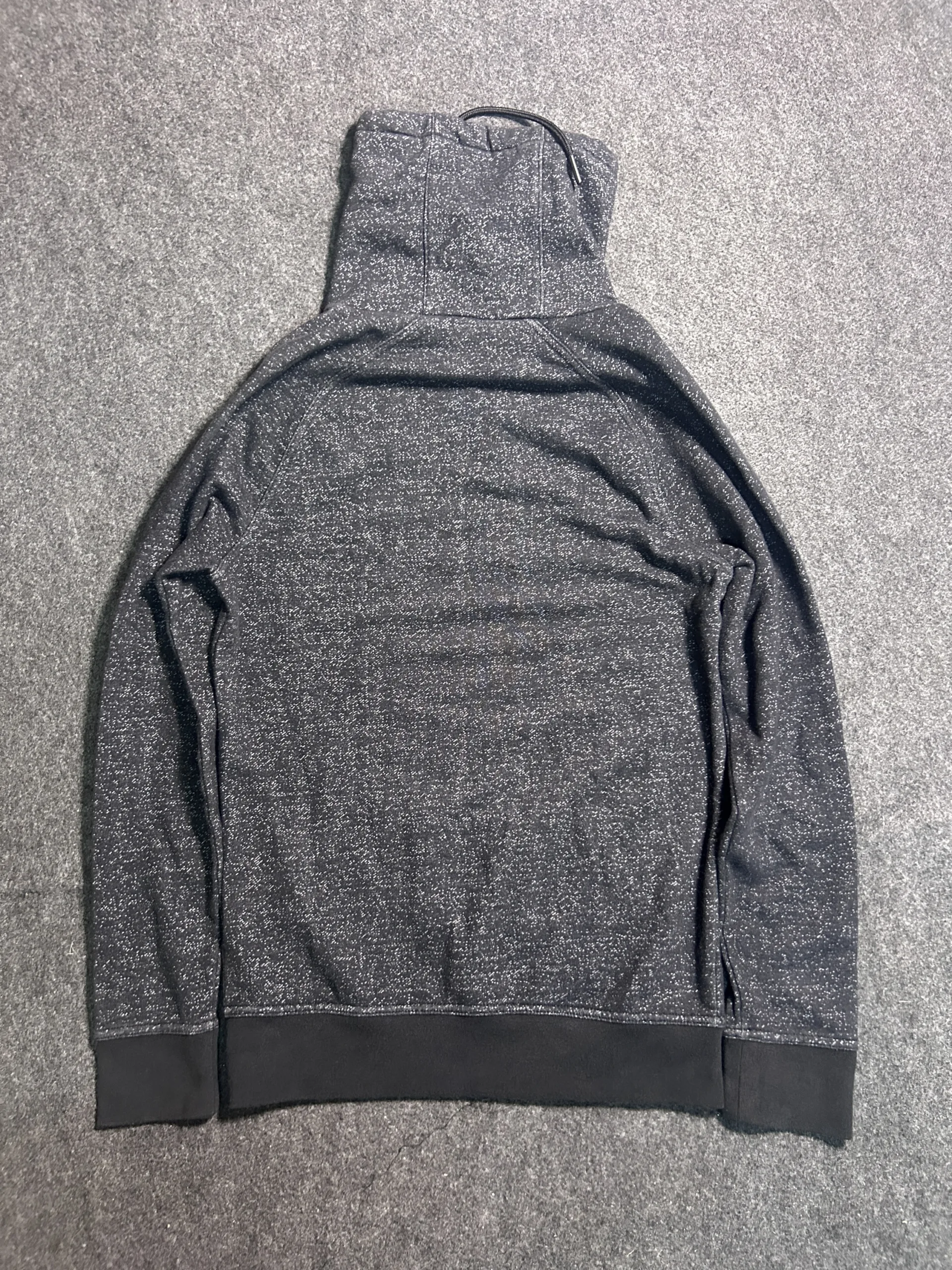 H&M High Neck Pullover Hoodie Black Speckled Fleece Sweatshirt S