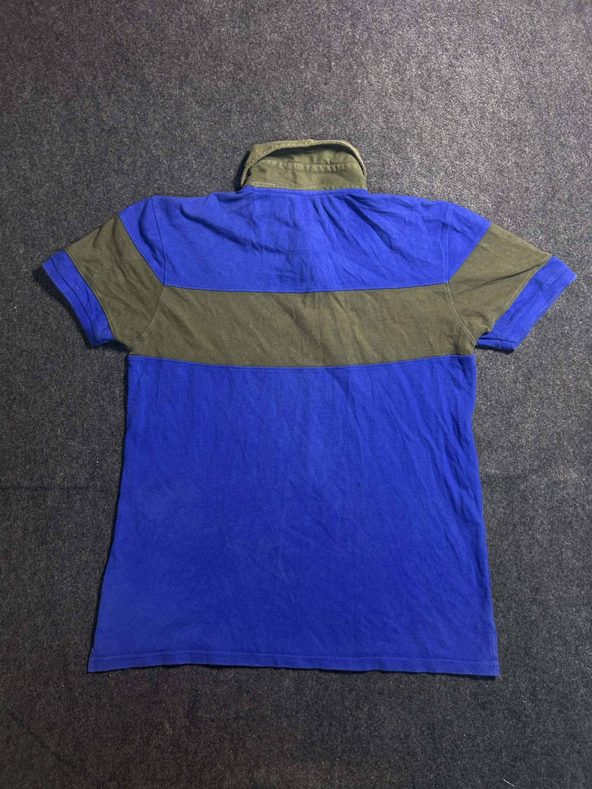Polo Ralph Lauren RL-93 Colorblock Polo Shirt Blue Olive Green 100% Cotton Size M