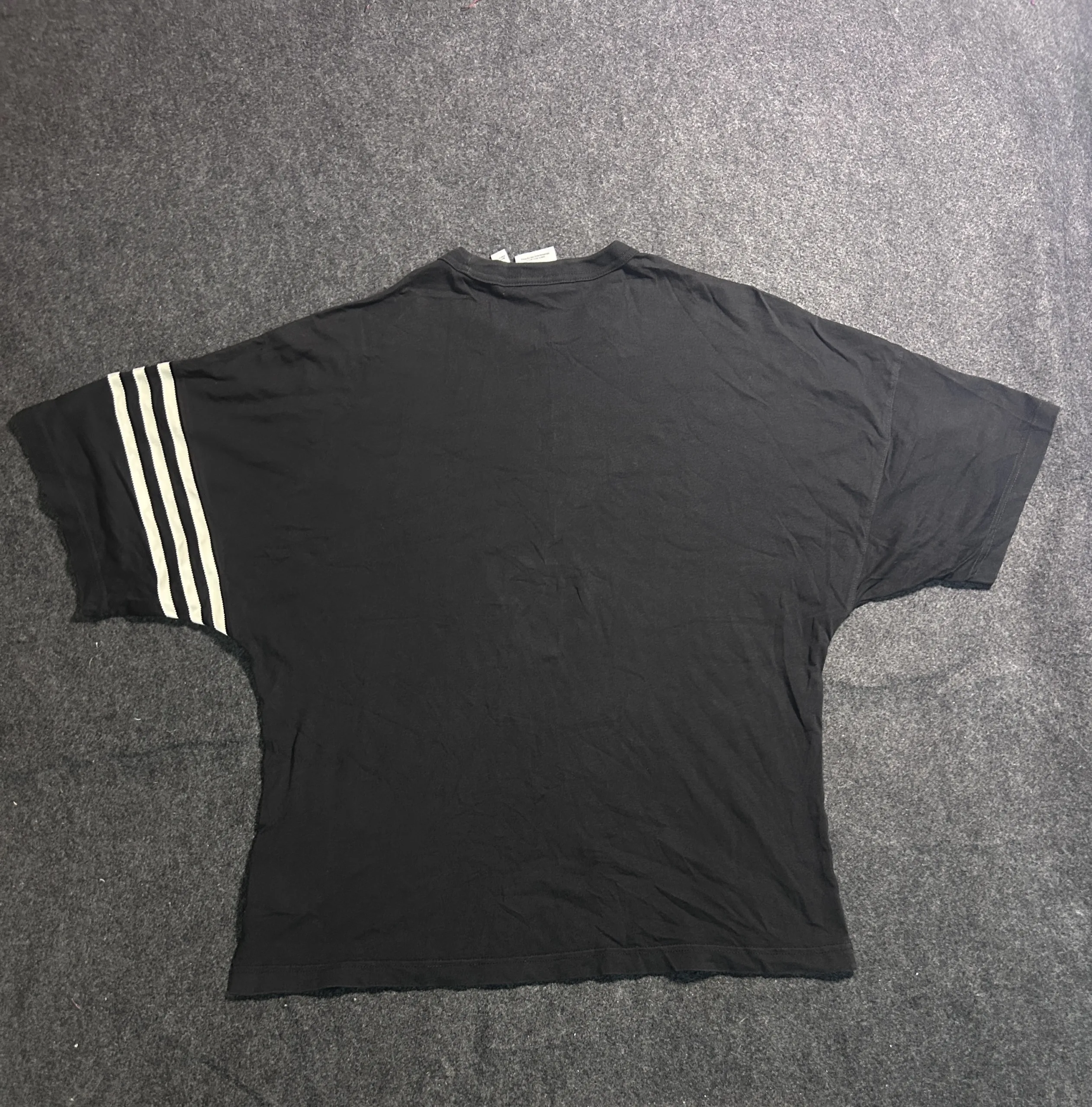 Adidas Originals Oversized Boxy T-Shirt Black 3-Stripes Sleeve 100% Cotton Size S