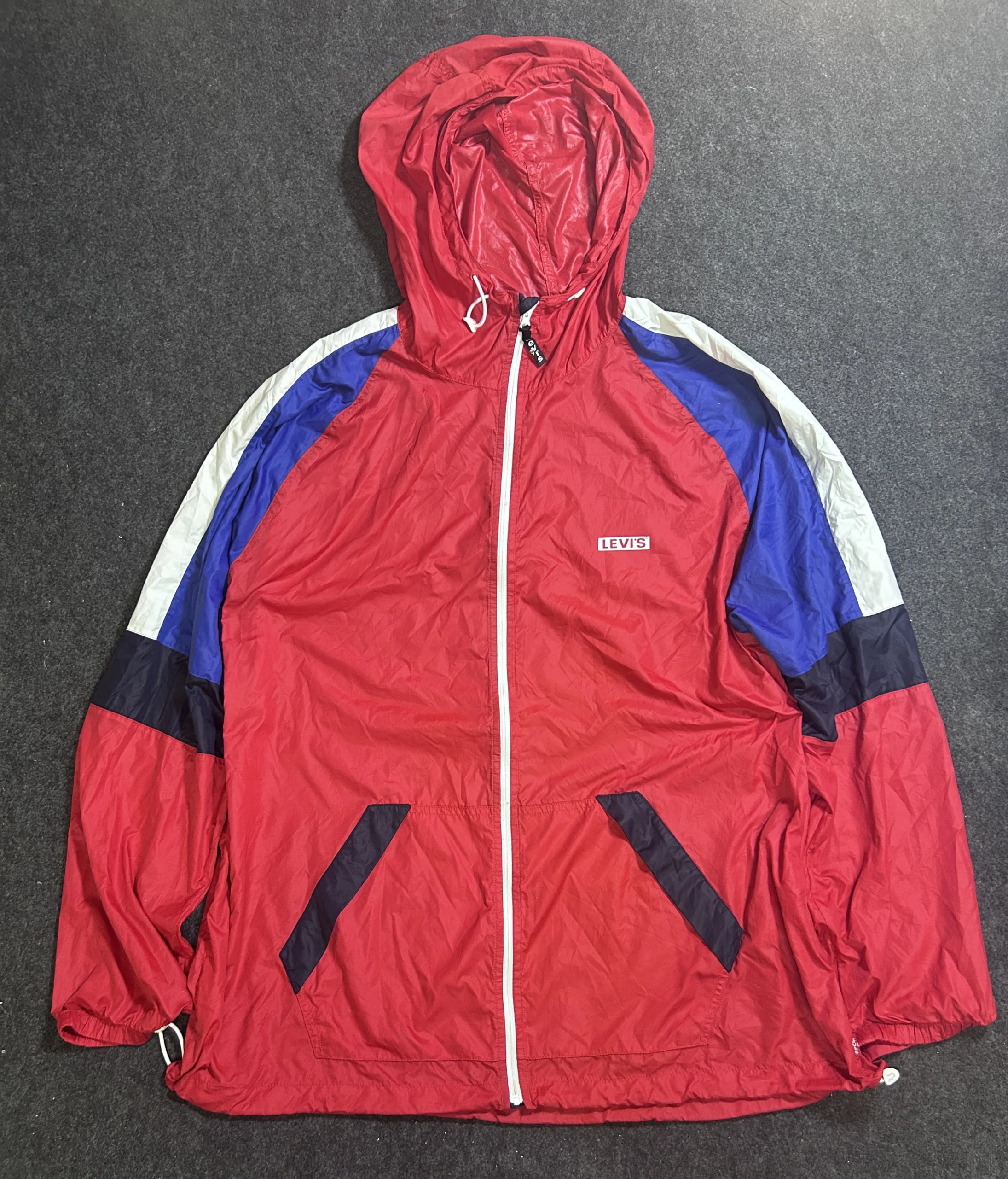 Levi’s Colorblock Lightweight Hooded Windbreaker Jacket XXL – Packable