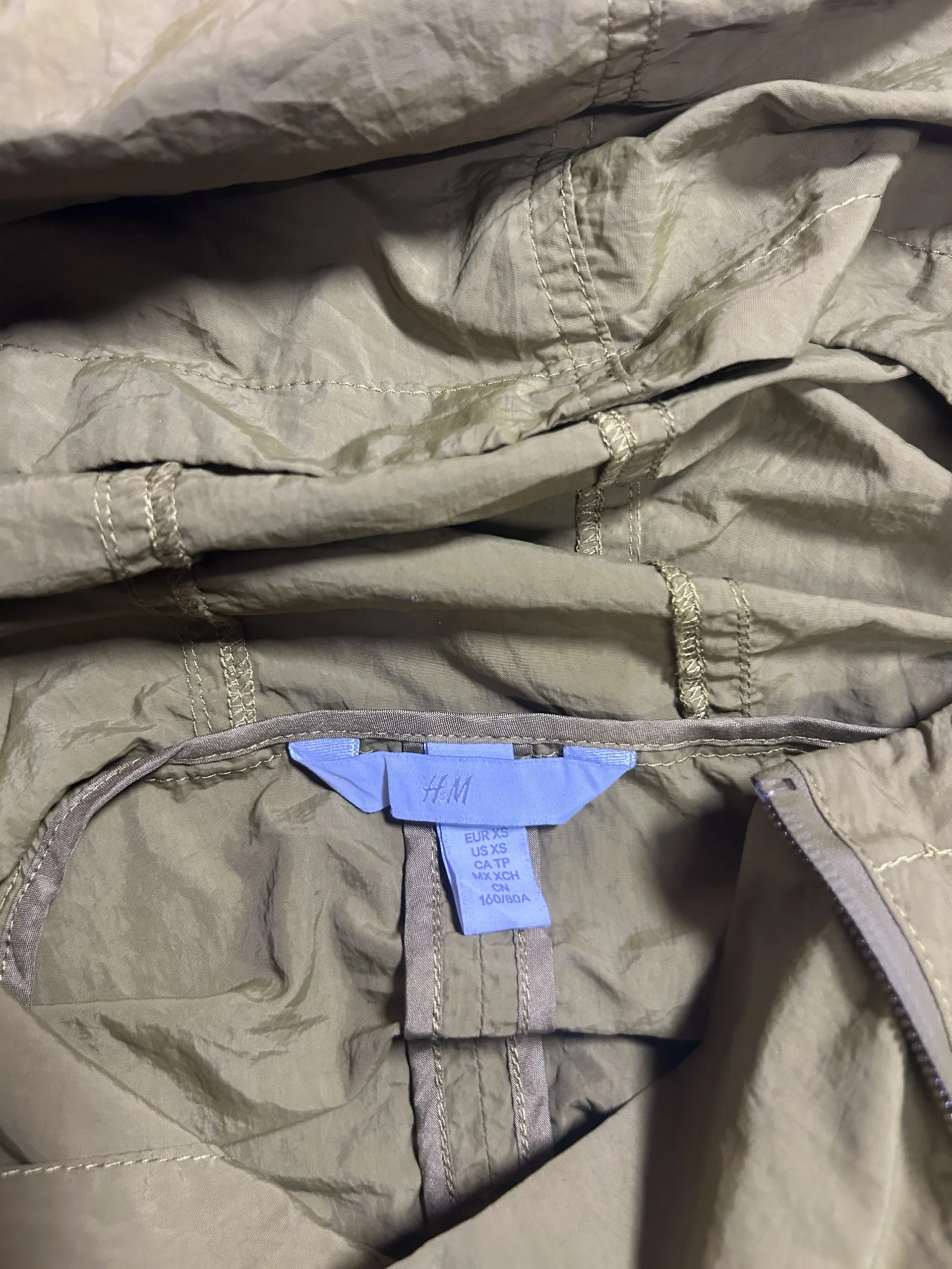 H&M Olive Green Lightweight Hooded Anorak Jacket | XL