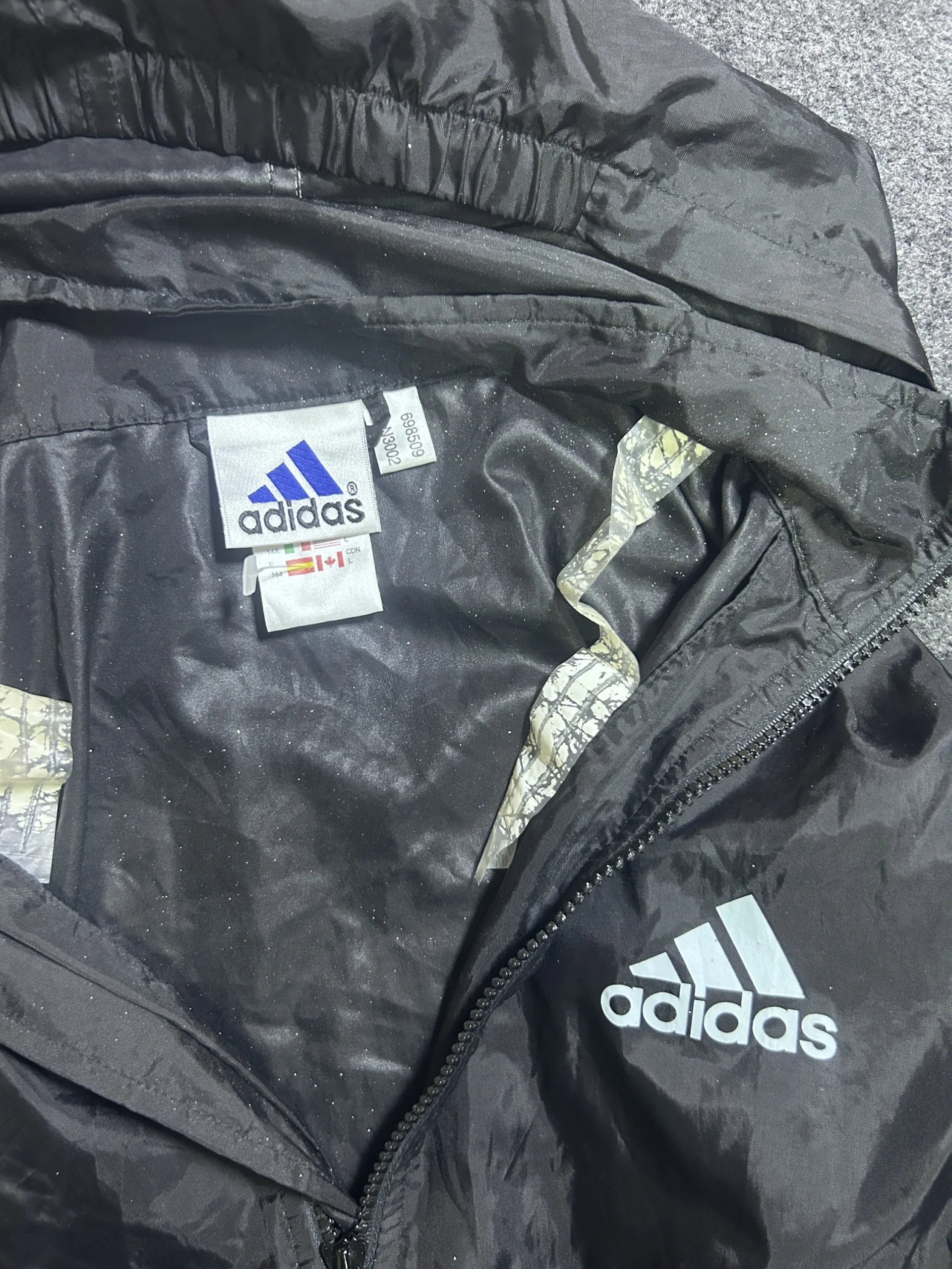 Adidas Black Lightweight Waterproof Hooded Windbreaker Jacket | Size L