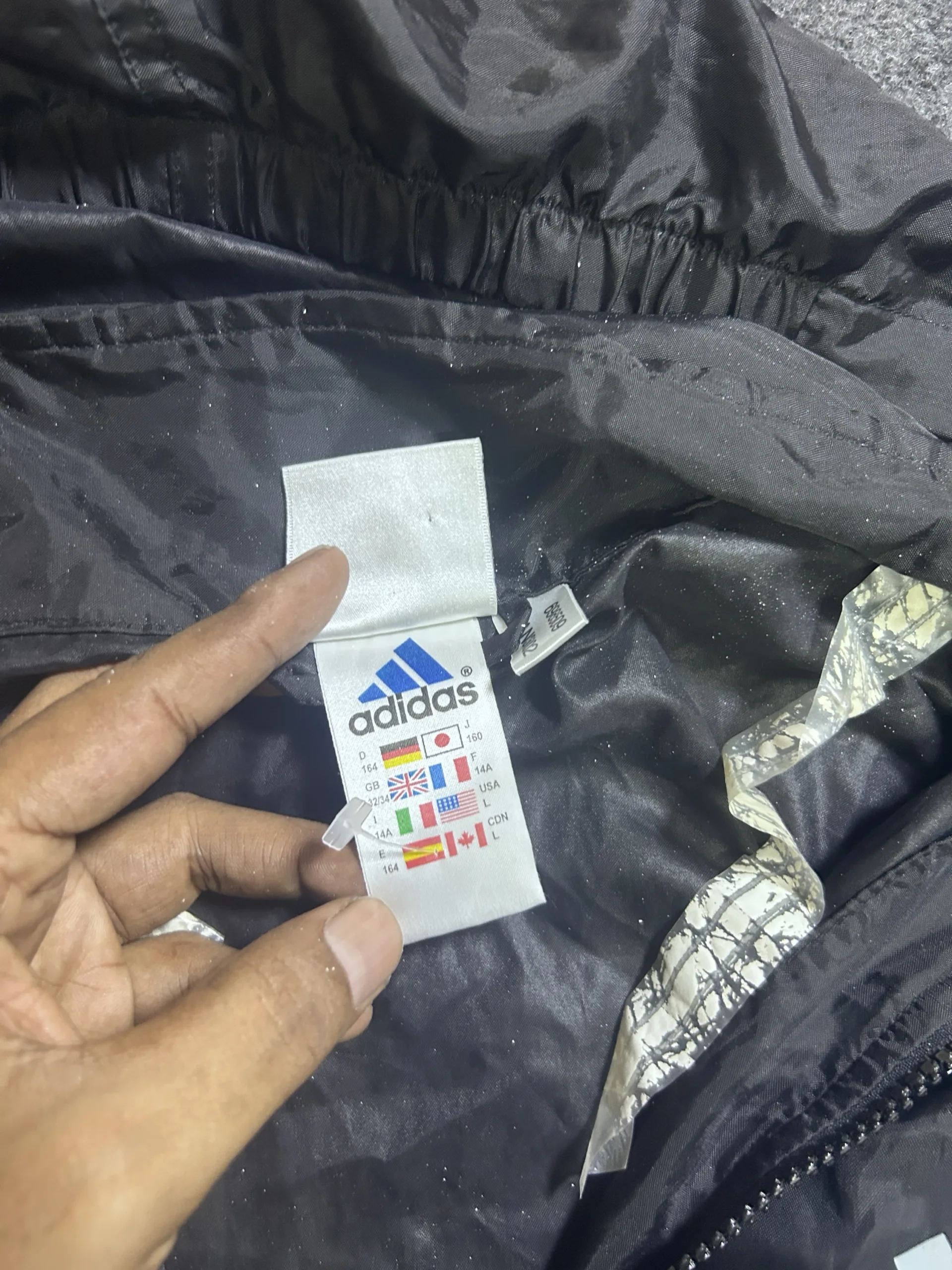 Adidas Black Lightweight Waterproof Hooded Windbreaker Jacket | Size L