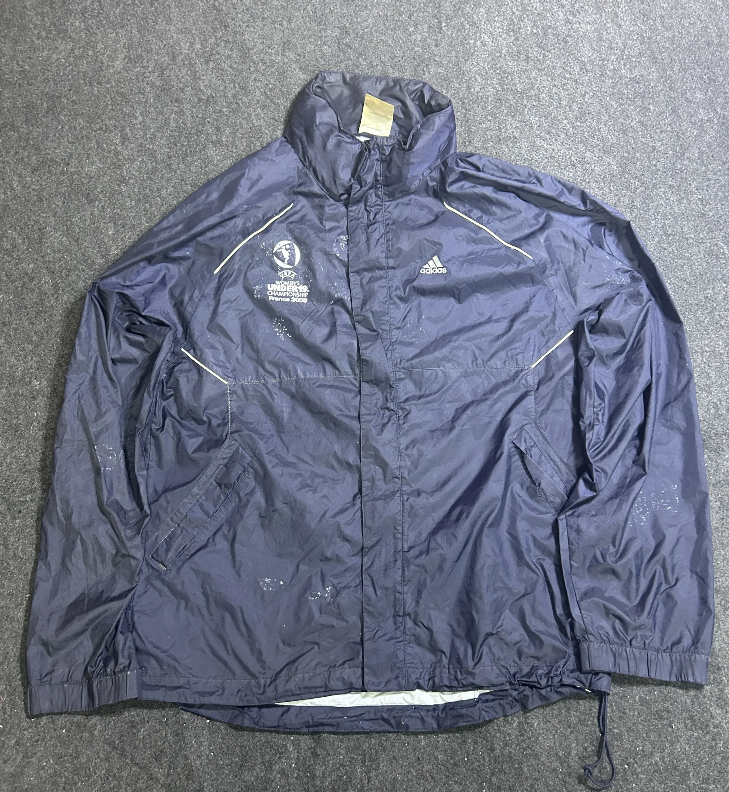 Adidas U-19 Championship France 2008 Waterproof Hooded Windbreaker Jacket | Size M