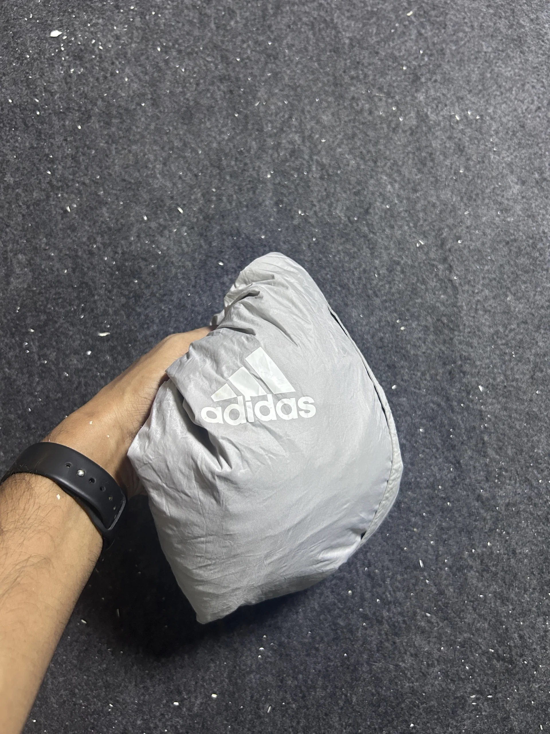 Adidas Packable Waterproof Hooded Windbreaker Jacket Grey/Black XXL