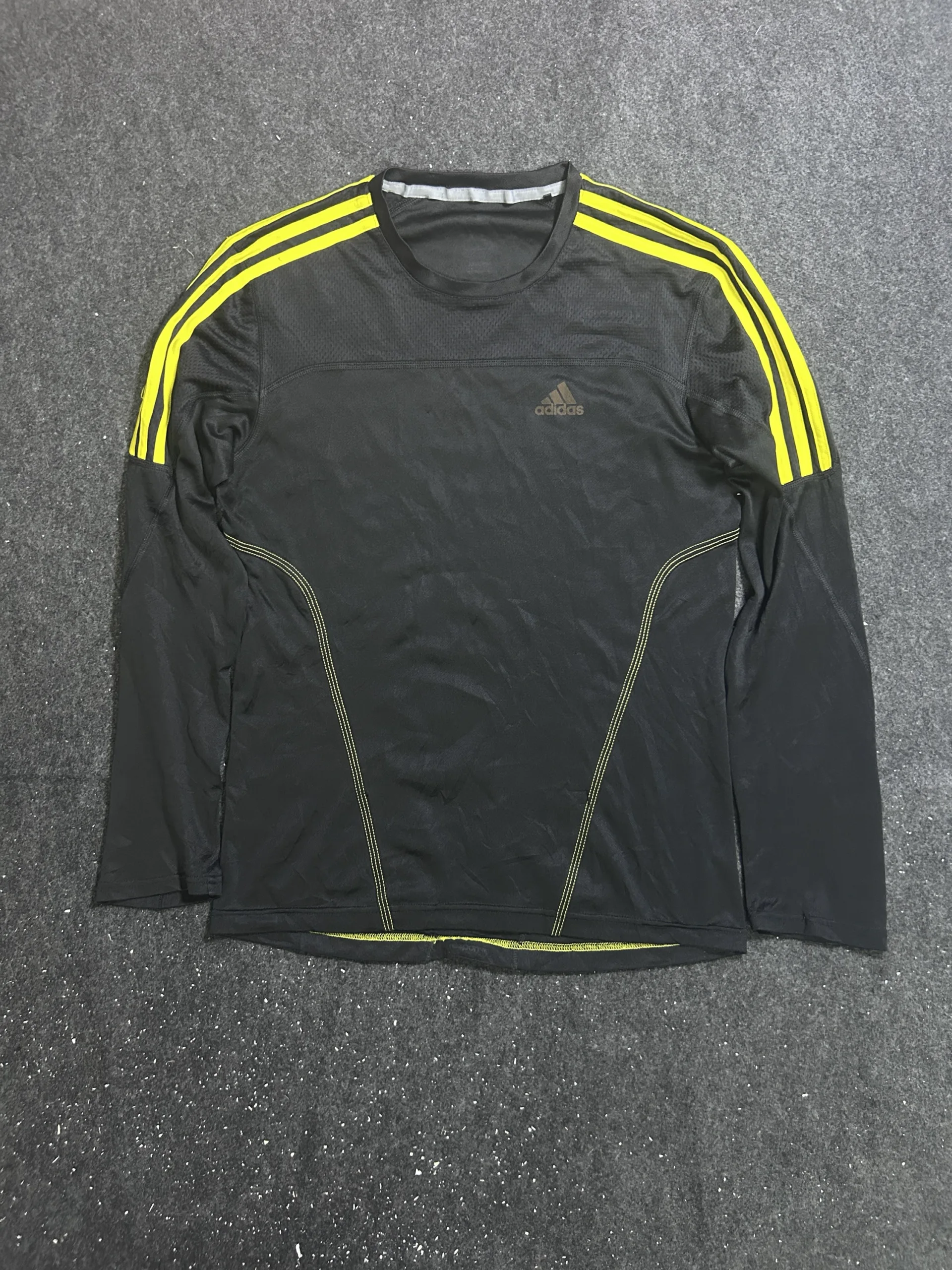 Adidas Climacool Performance Long Sleeve T-Shirt Black/Neon Yellow | M