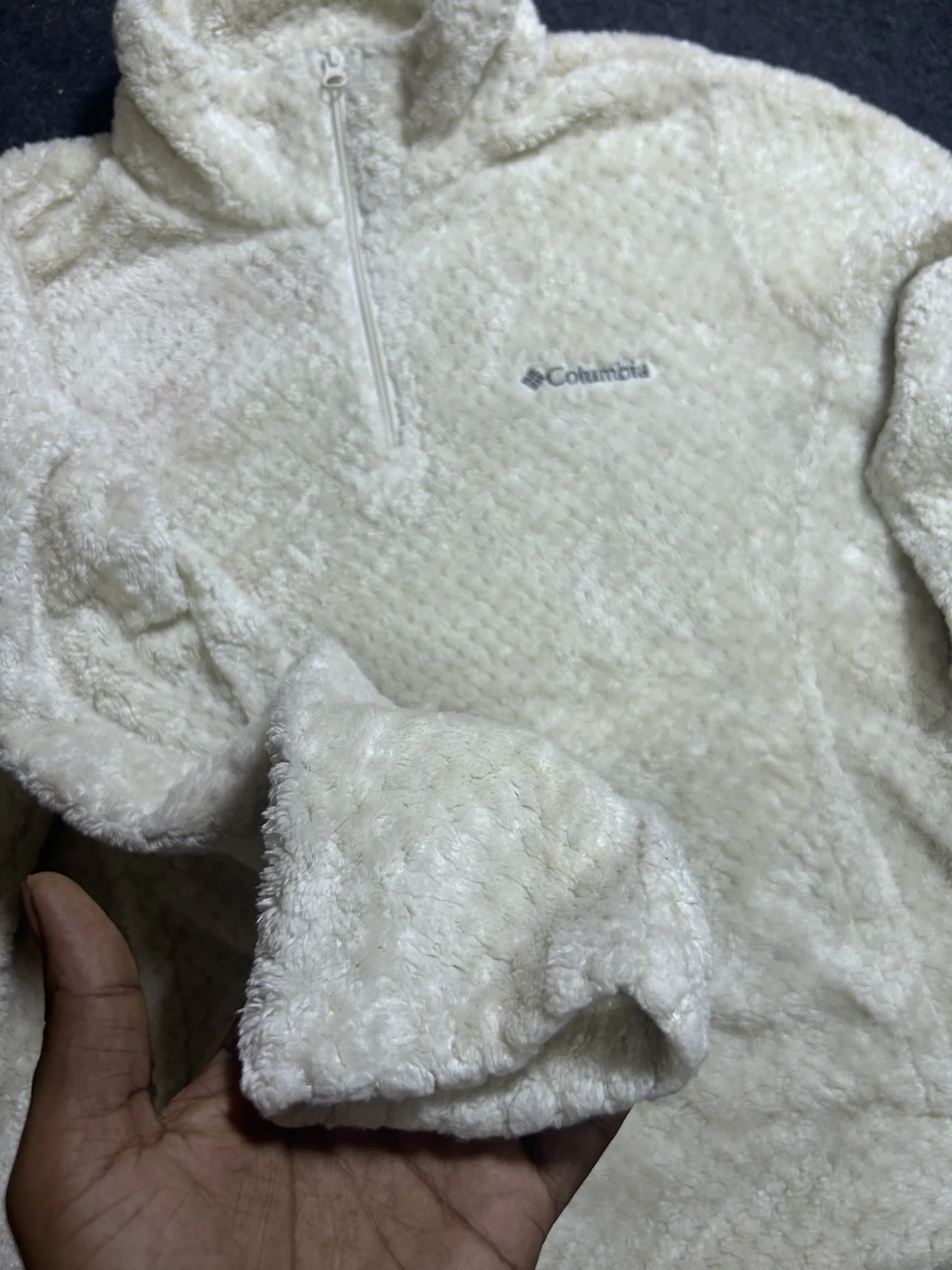 Columbia Sherpa Fleece Quarter Zip Pullover – Cream White | Size M