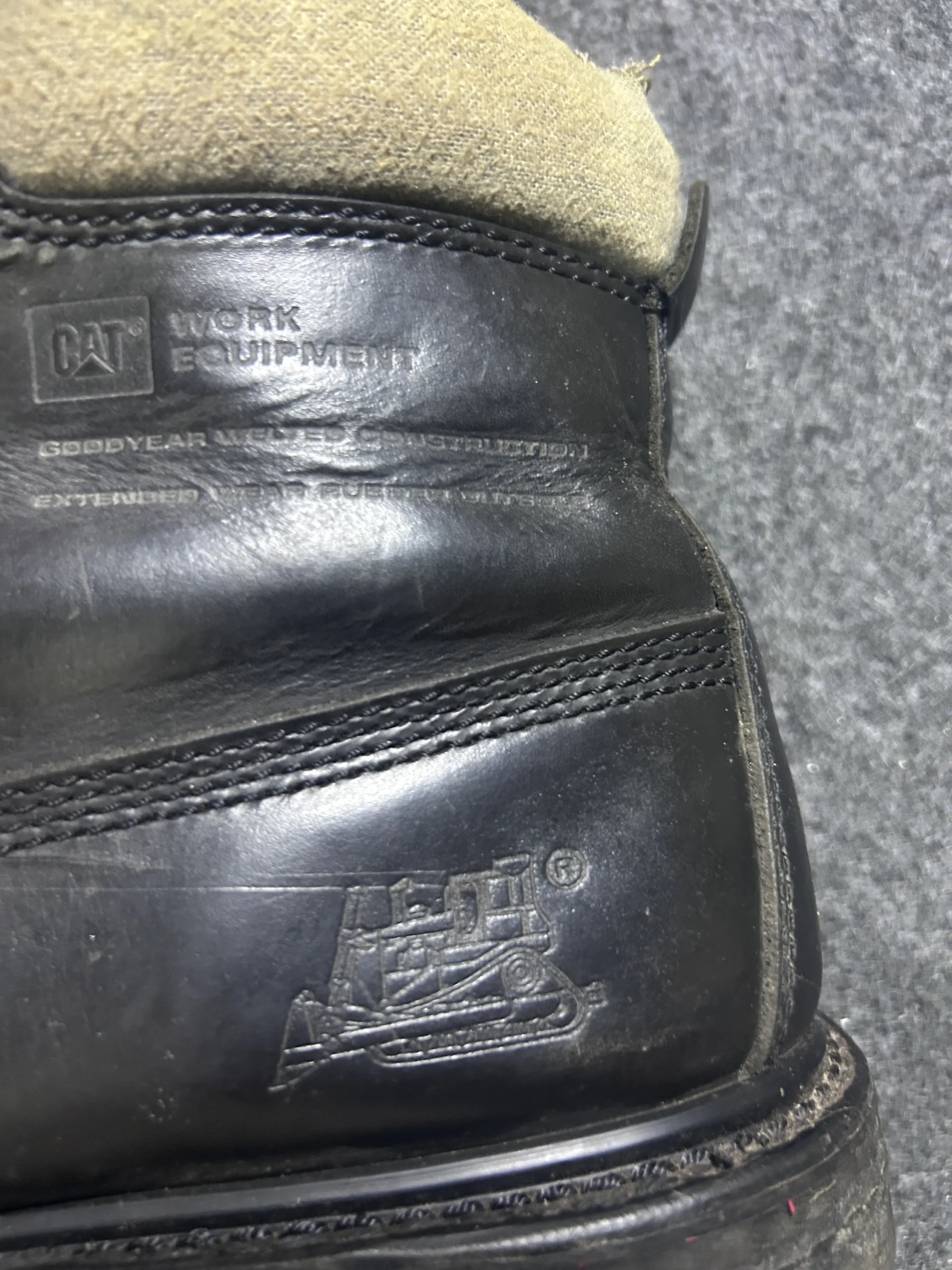 CAT Caterpillar Work Equipment Leather Boots Black | UK 8.5 EU 42.5 | Wide Width