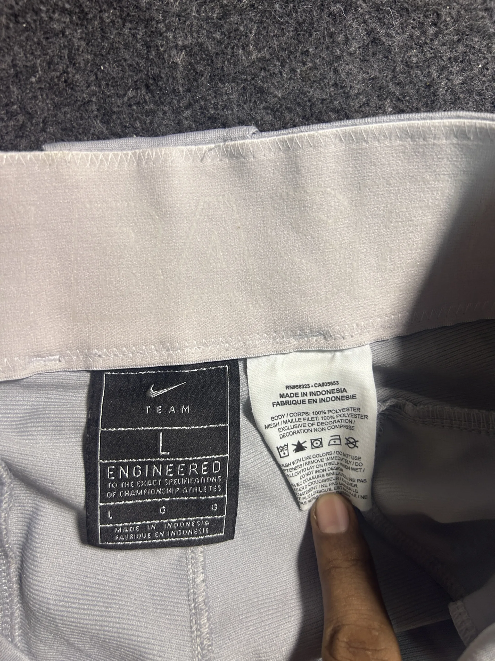 Nike Team Baseball Pants Light Grey Size L (Waist 34)