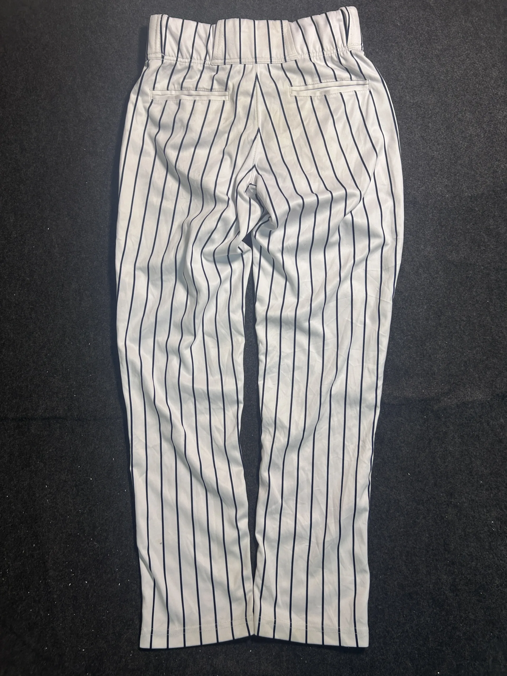 New Balance Team Issue Pinstripe Performance Pants White Navy Waist 30