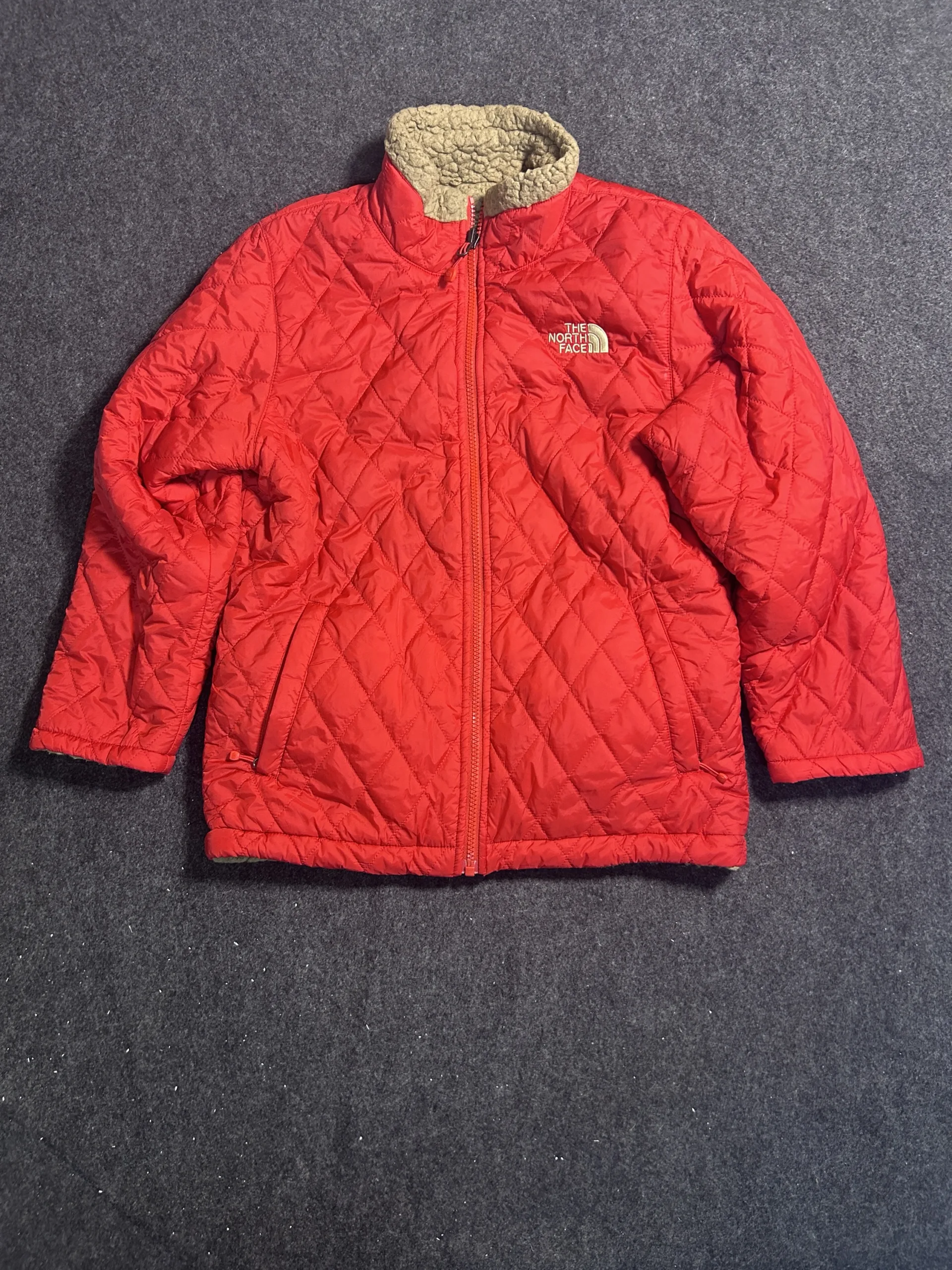 The North Face Reversible Sherpa Fleece Quilted Men’s Jacket Red/Beige | S