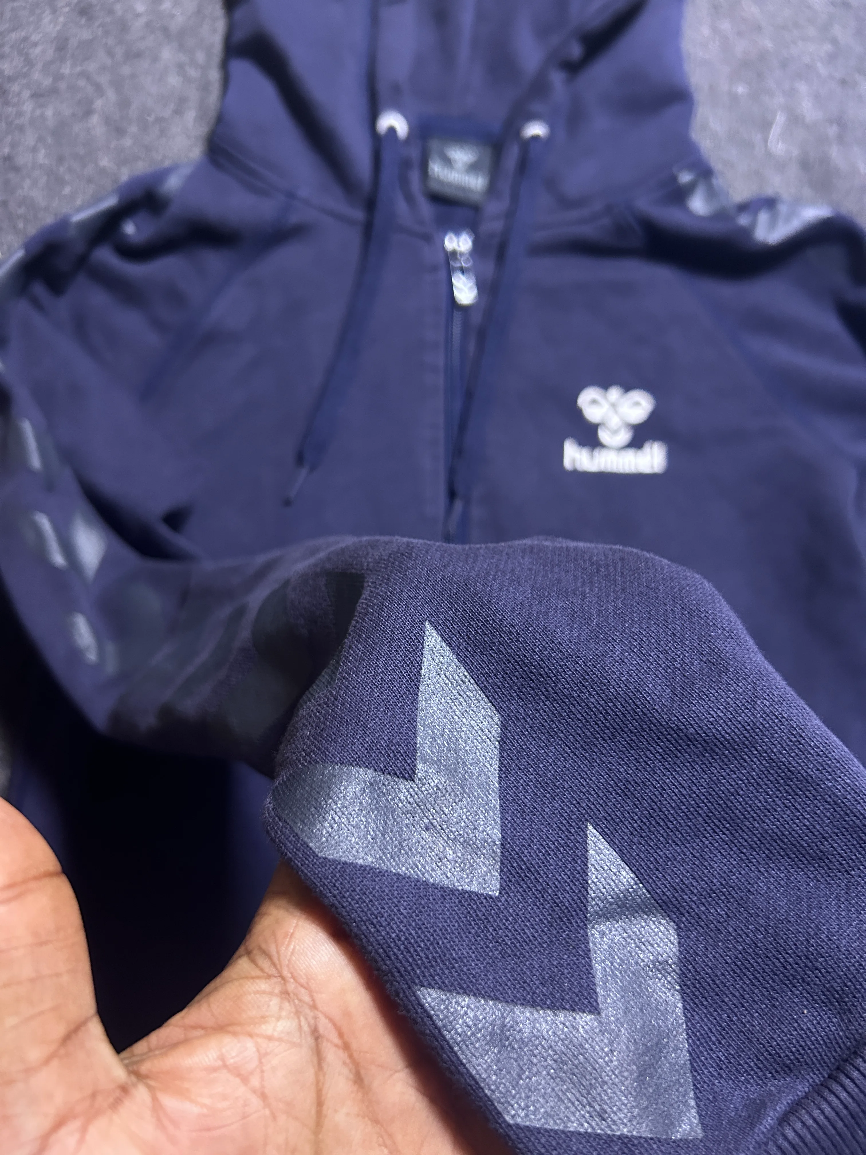 Hummel Navy Blue Lightweight Hooded Track Jacket | S