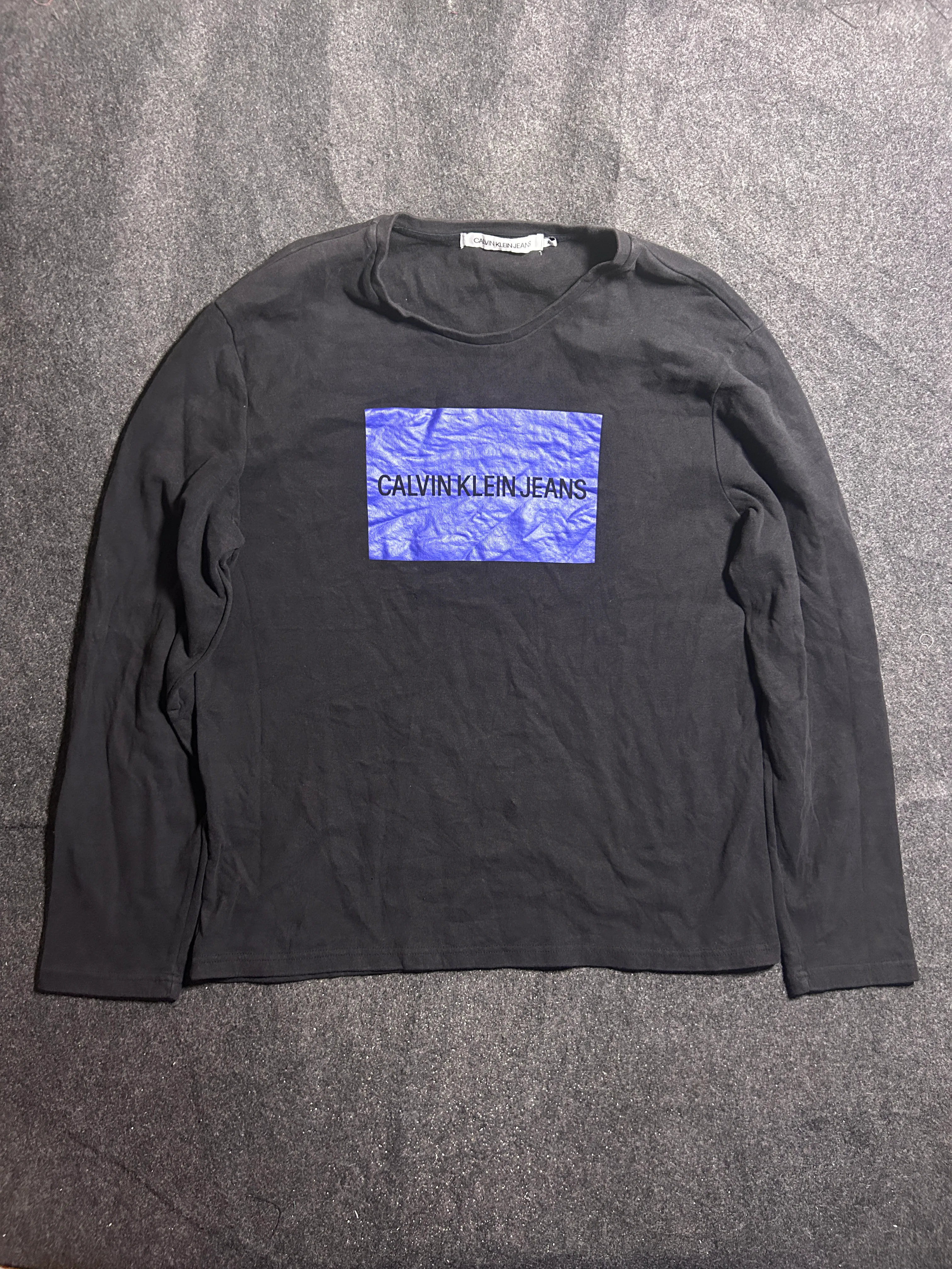 Calvin Klein Jeans Black Full Sleeve Sweatshirt – Graphic Logo Print | XL