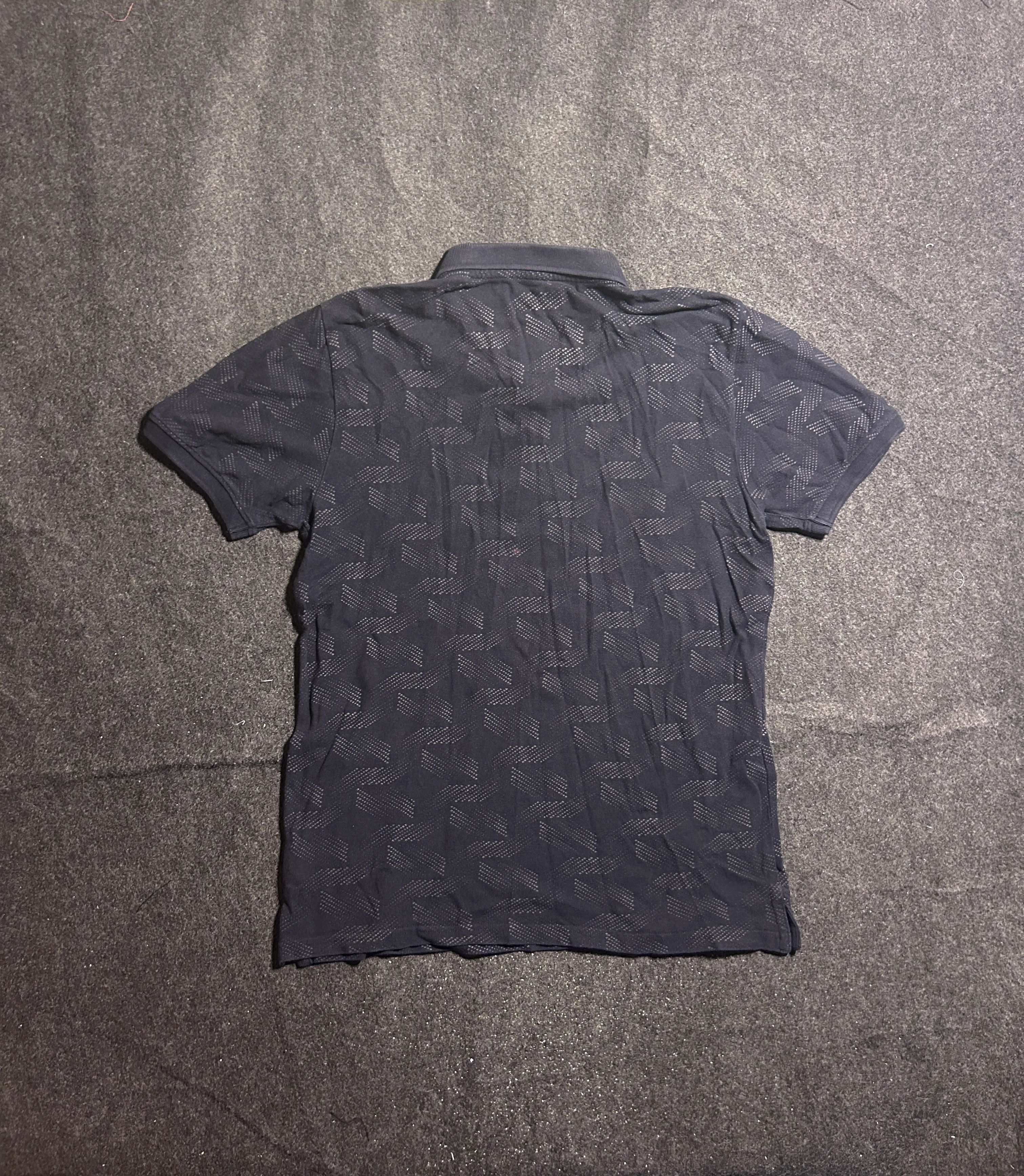 Crocodile Slim Fit Navy Blue Printed Polo T-Shirt – Textured Pattern | M
