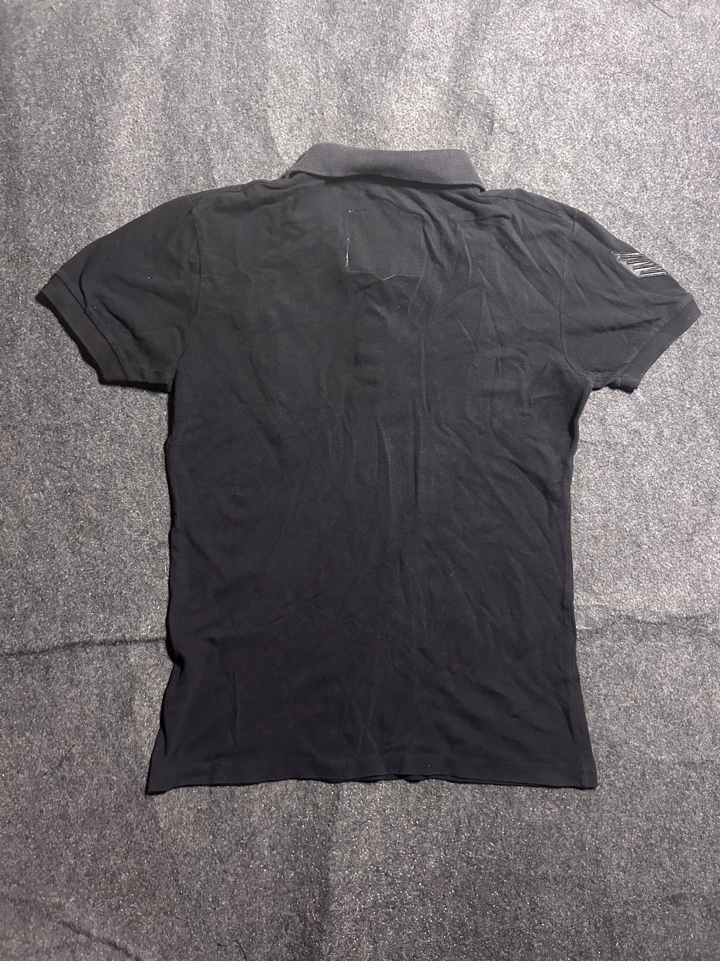 Copperstone Black Military Patch Polo Shirt Cotton Slim Fit | L