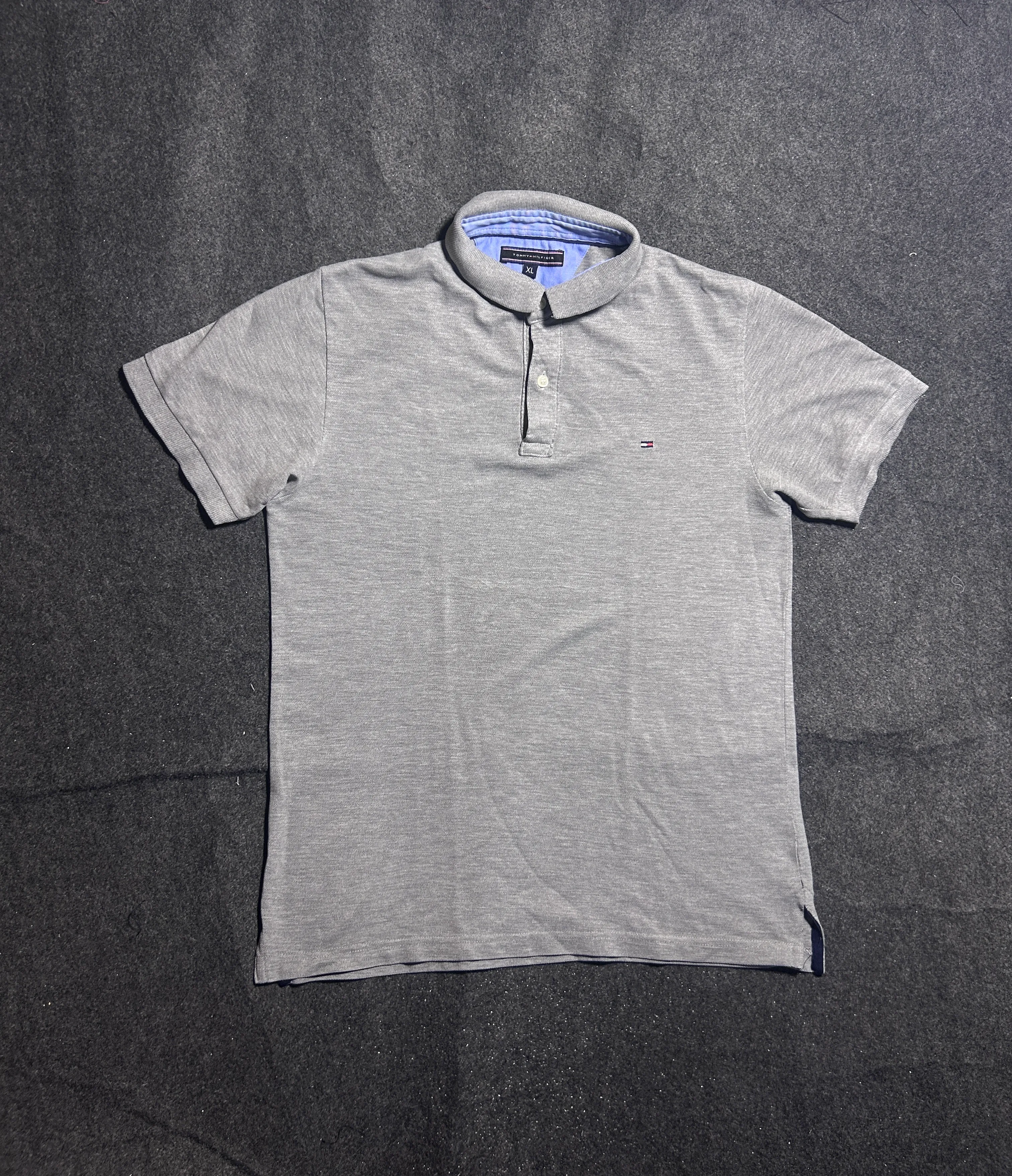 Tommy Hilfiger Grey Polo Shirt – Classic Cotton Pique | L