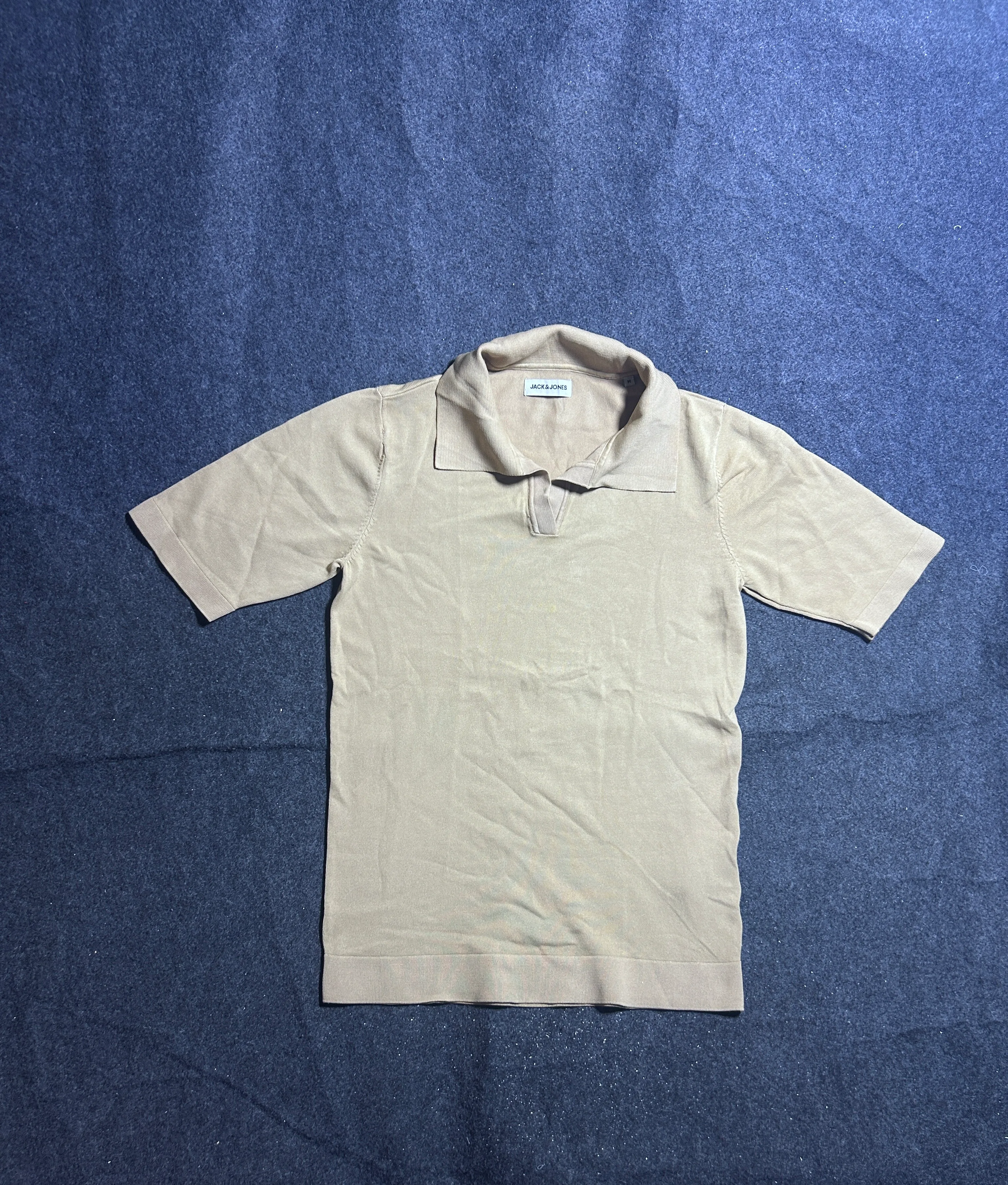 Jack & Jones Beige Polo T-Shirt – Smart Casual Stretch Fit | S