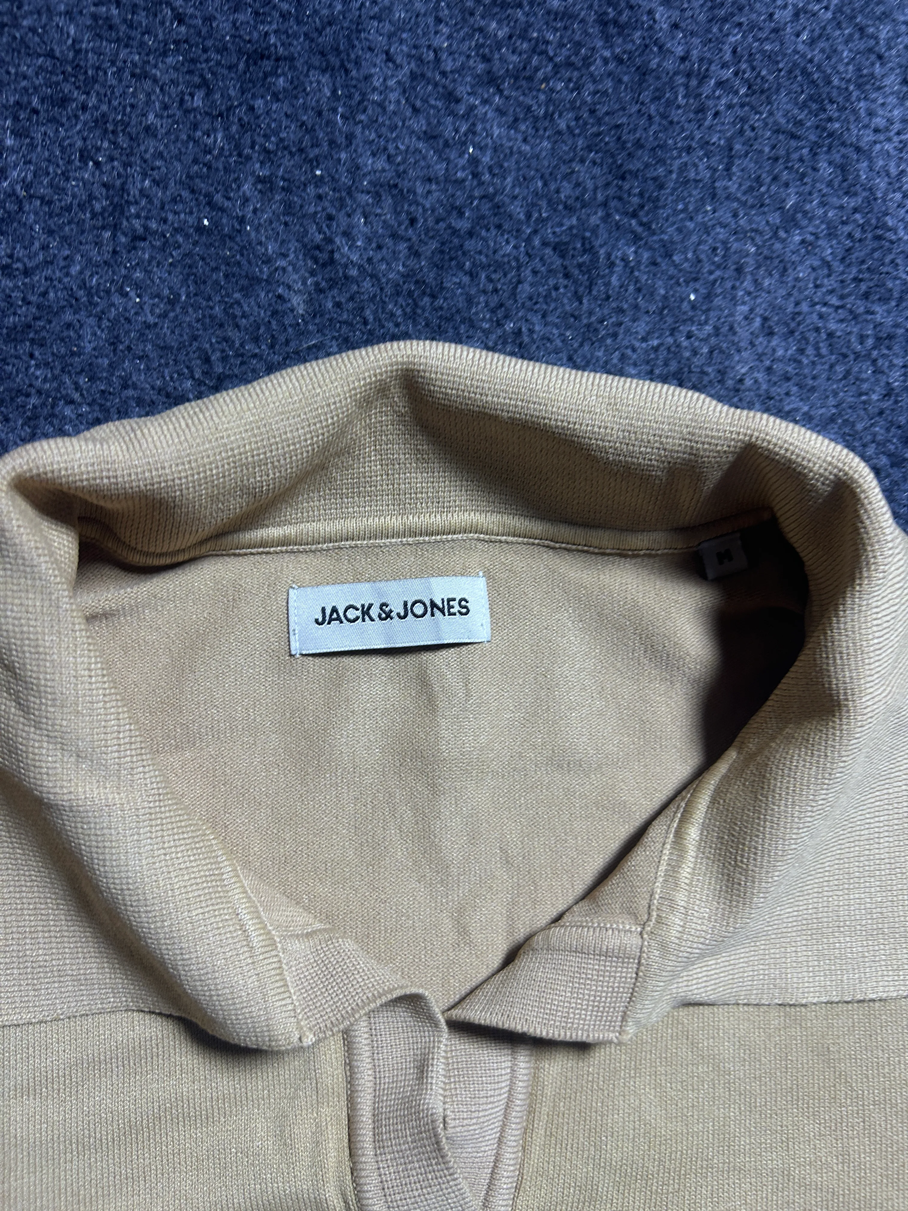 Jack & Jones Beige Polo T-Shirt – Smart Casual Stretch Fit | S